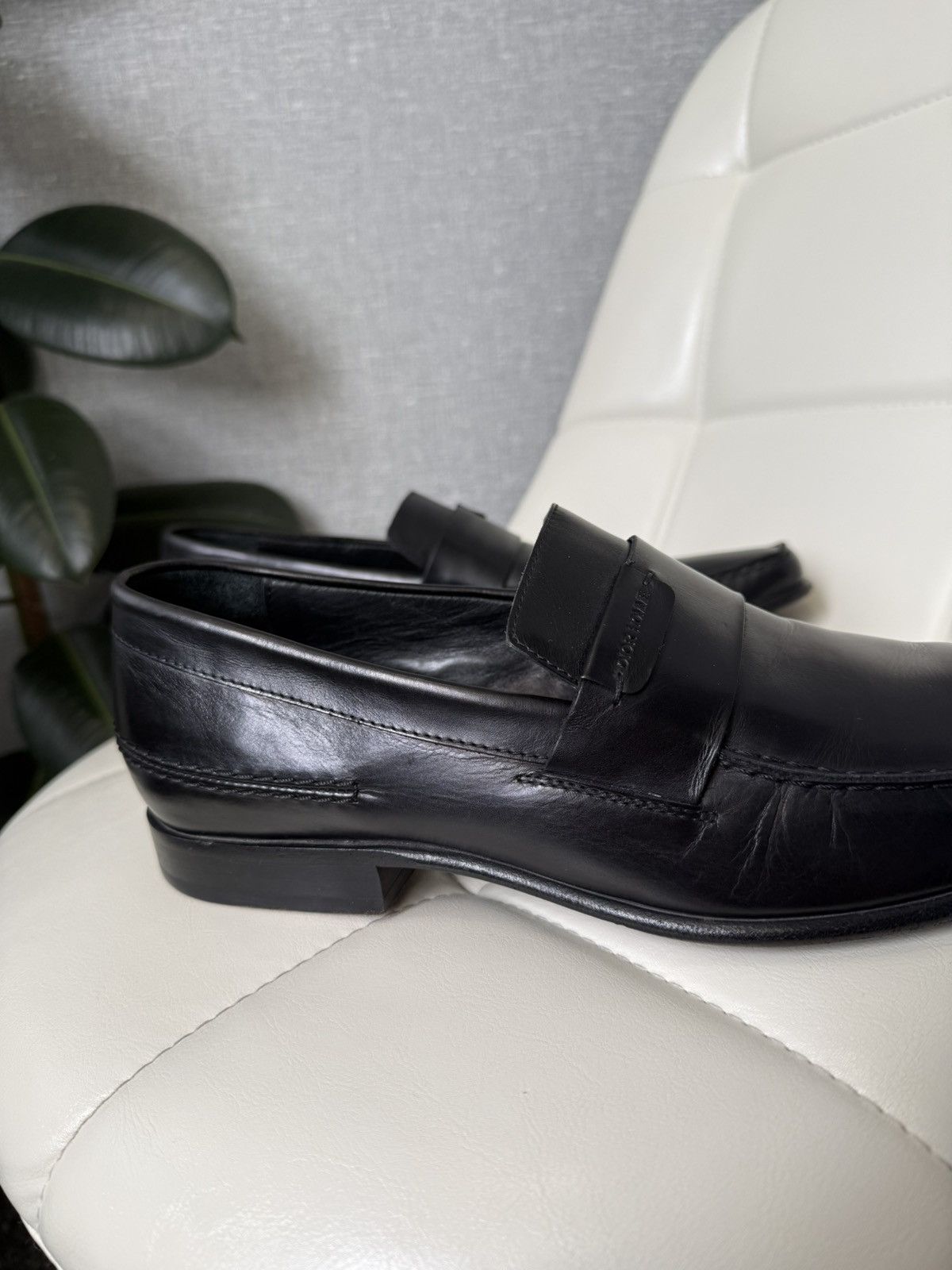 Rare Dior Homme Black Leather Penny Loafers CD Shoes Size 43