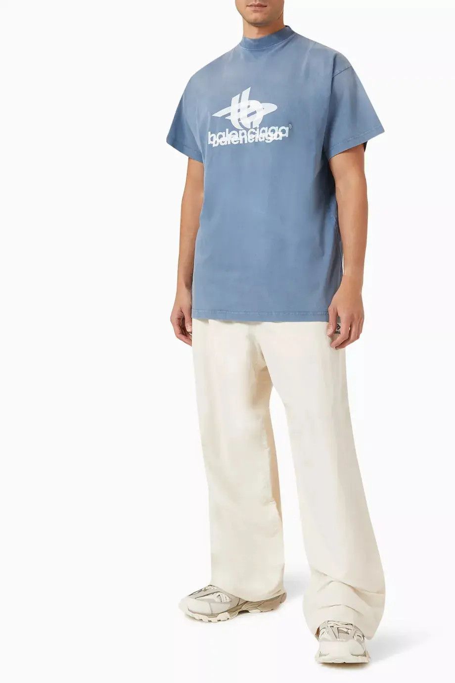 Balenciaga o1in1g0725 Layered Sports Oversized T-Shirt in Blue/White Size US XXL / EU 58 / 5 - 2 Thumbnail