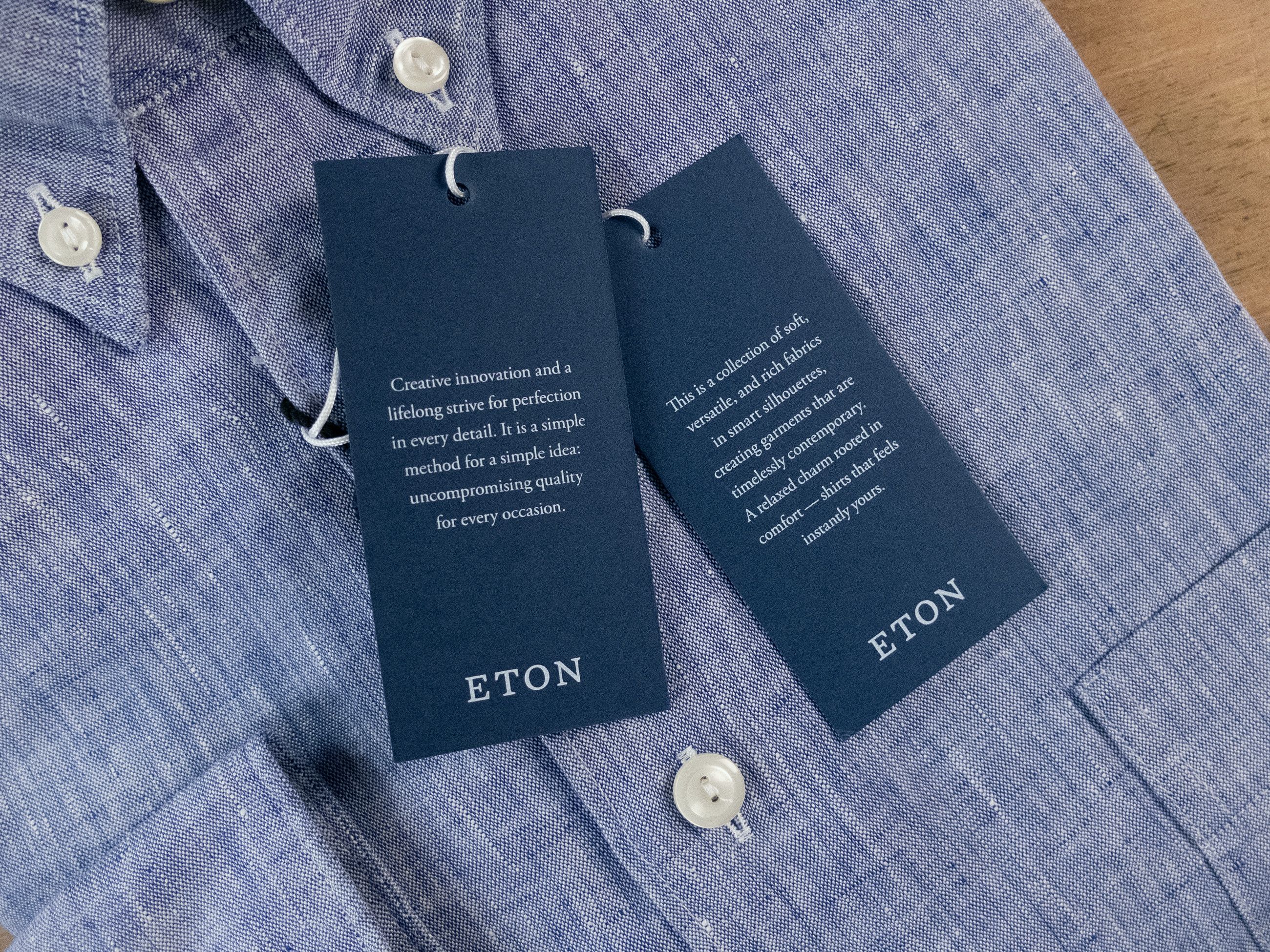Eton ETON of Sweden contemporary fit blue linen shirt 45 XXL Size US XXL / EU 58 / 5 - 6 Thumbnail