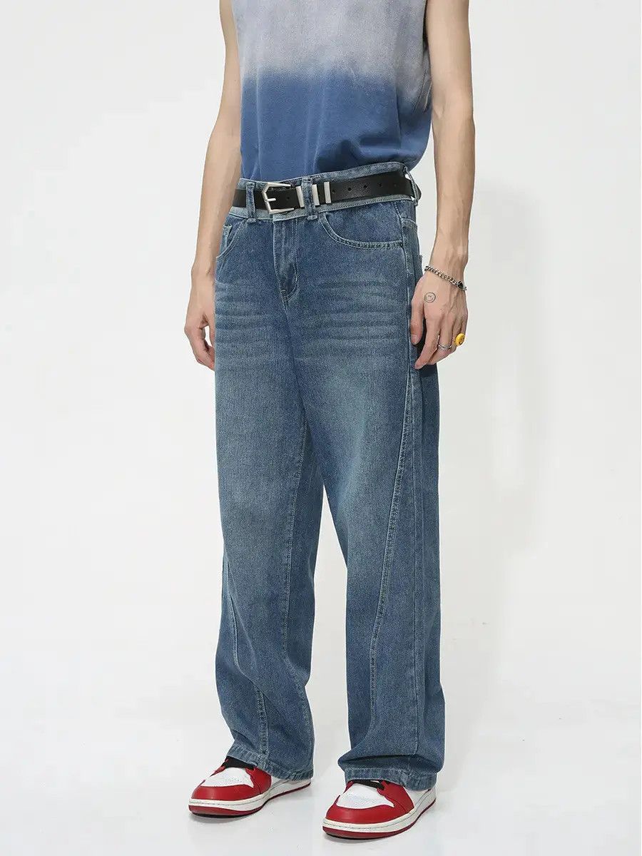 Japanese Brand Retro loose wide leg patchwork jeans Size US 32 / EU 48 - 6 Thumbnail