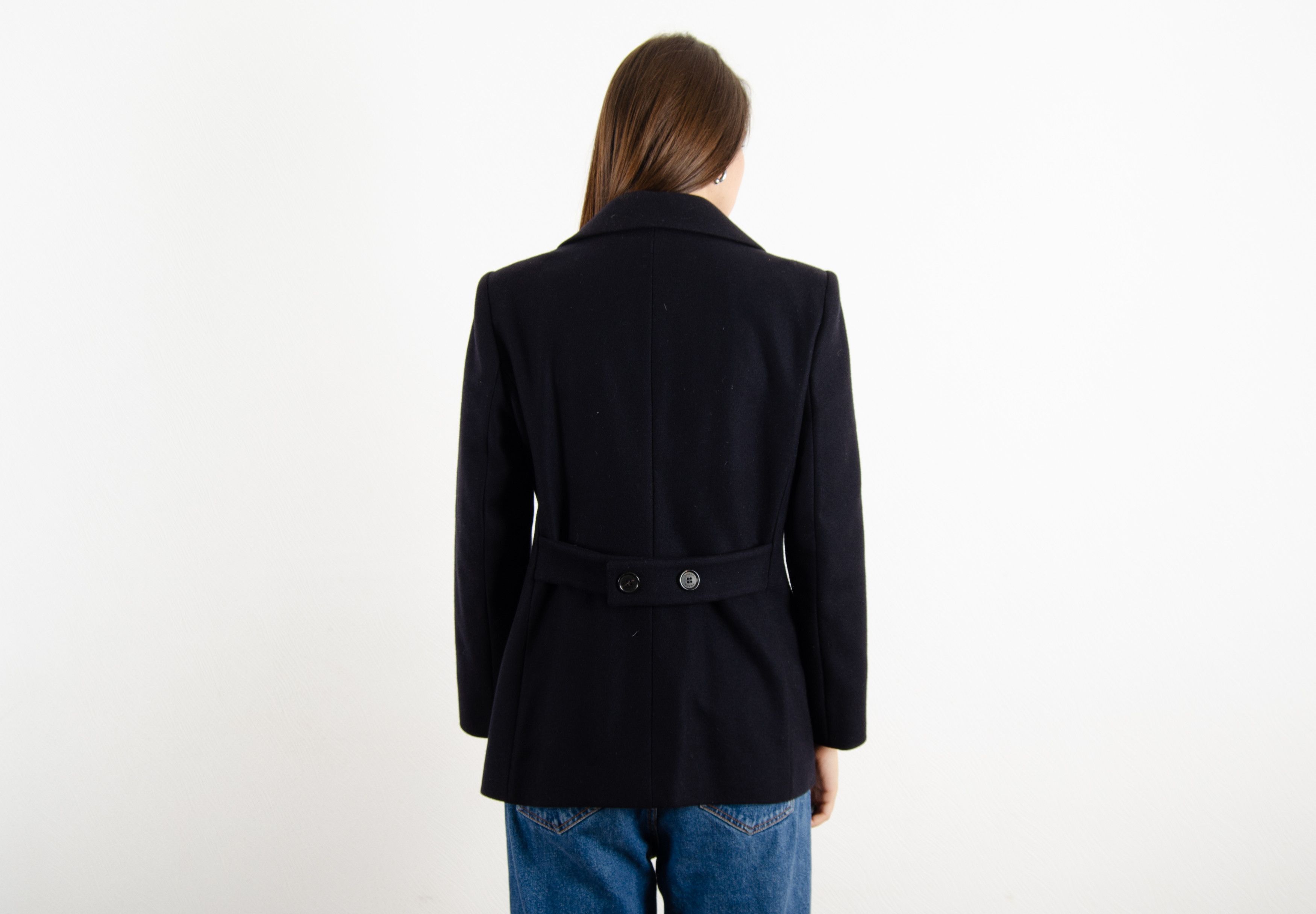 Prada Prada Women's Wool Navy Classic Formal Trench Coat Jacket Size M / US 6-8 / IT 42-44 - 4 Thumbnail