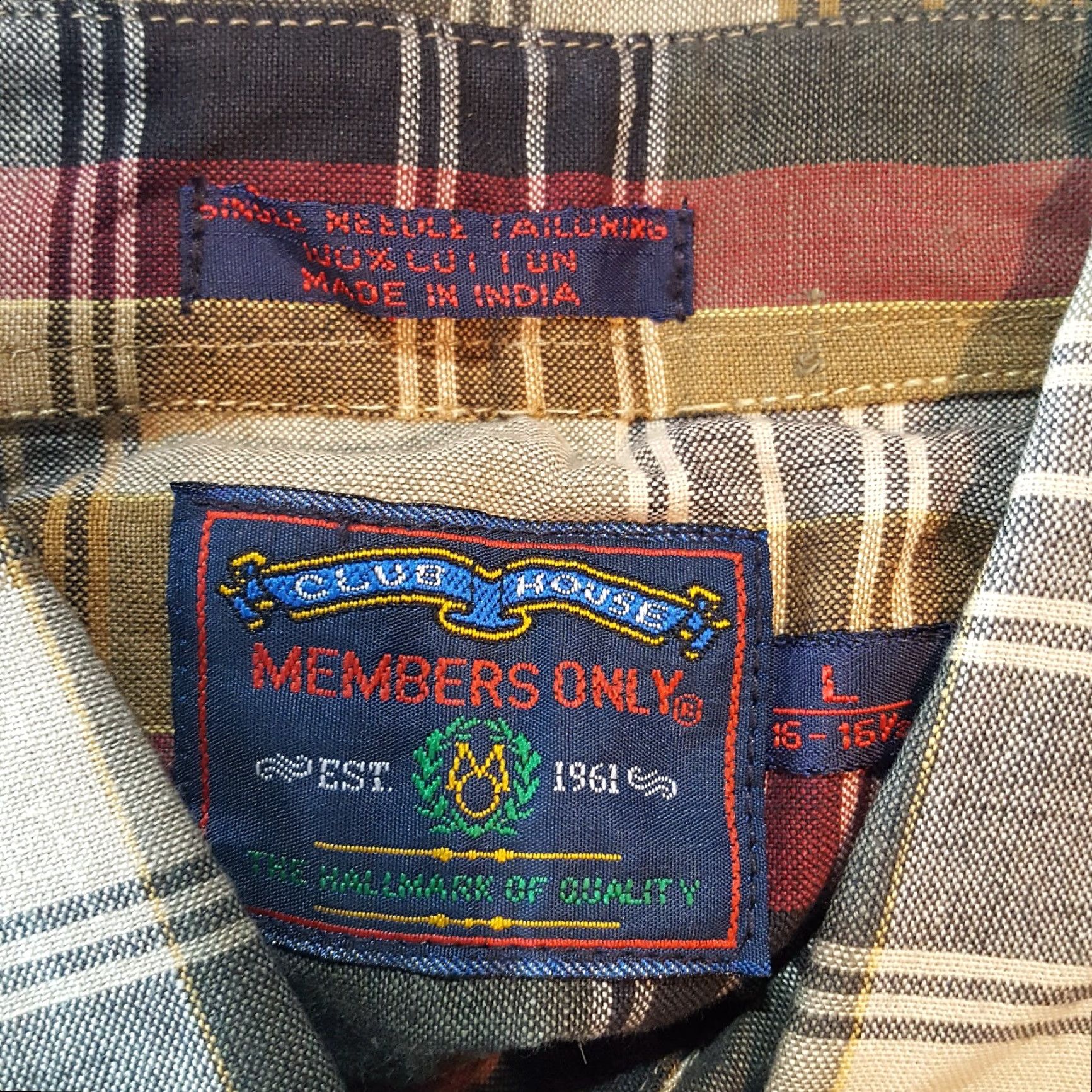 Members Only VINTAGE Members Only 90s Plaid Shirt Mens Large Cotton Canvas Button-Up Short Sleeve Collar Shirt Size US L / EU 52-54 / 3 - 6 Thumbnail
