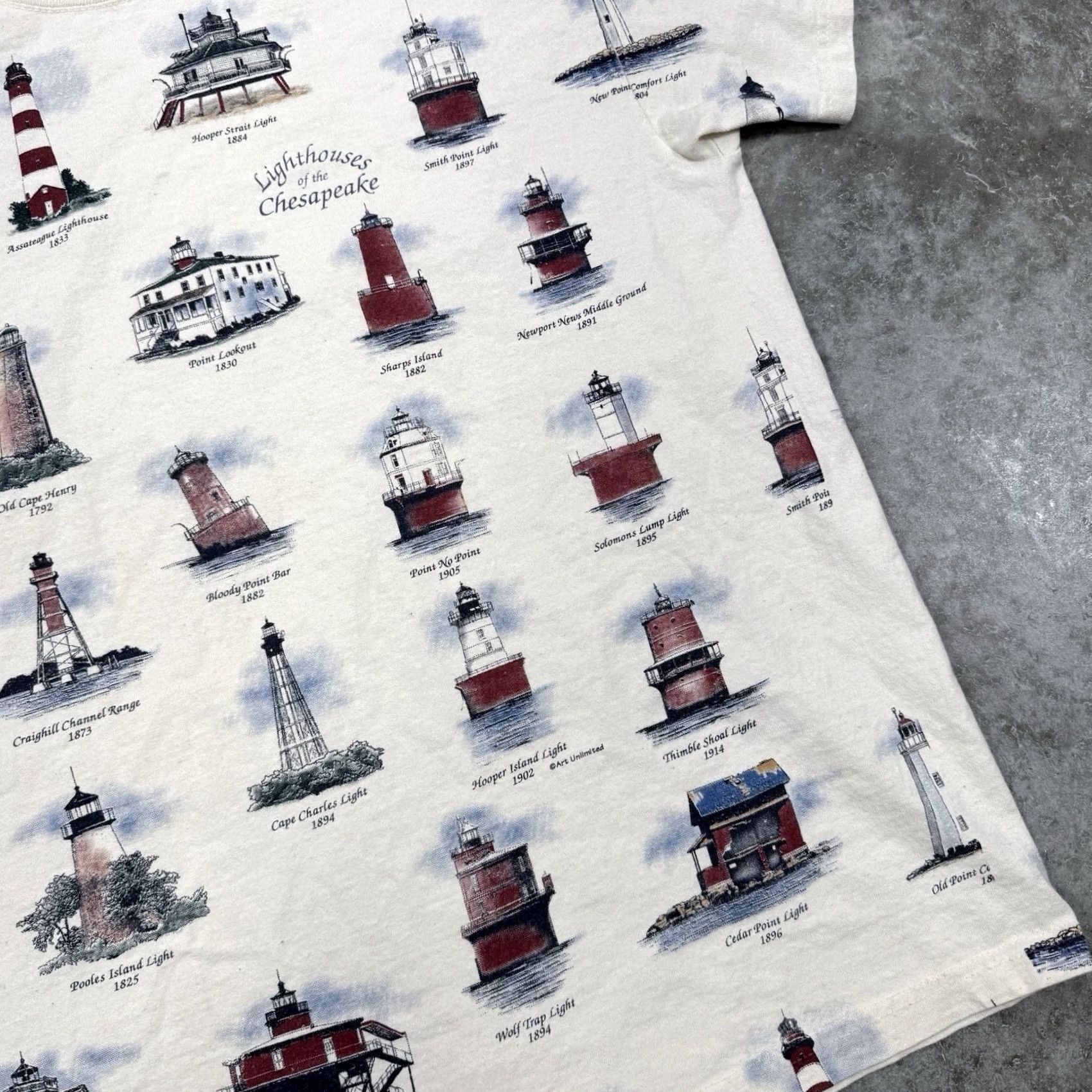 Vintage VINTAGE Art Unlimited Shirt Mens Lighthouses of Chesapeake all over print Size US L / EU 52-54 / 3 - 3 Thumbnail