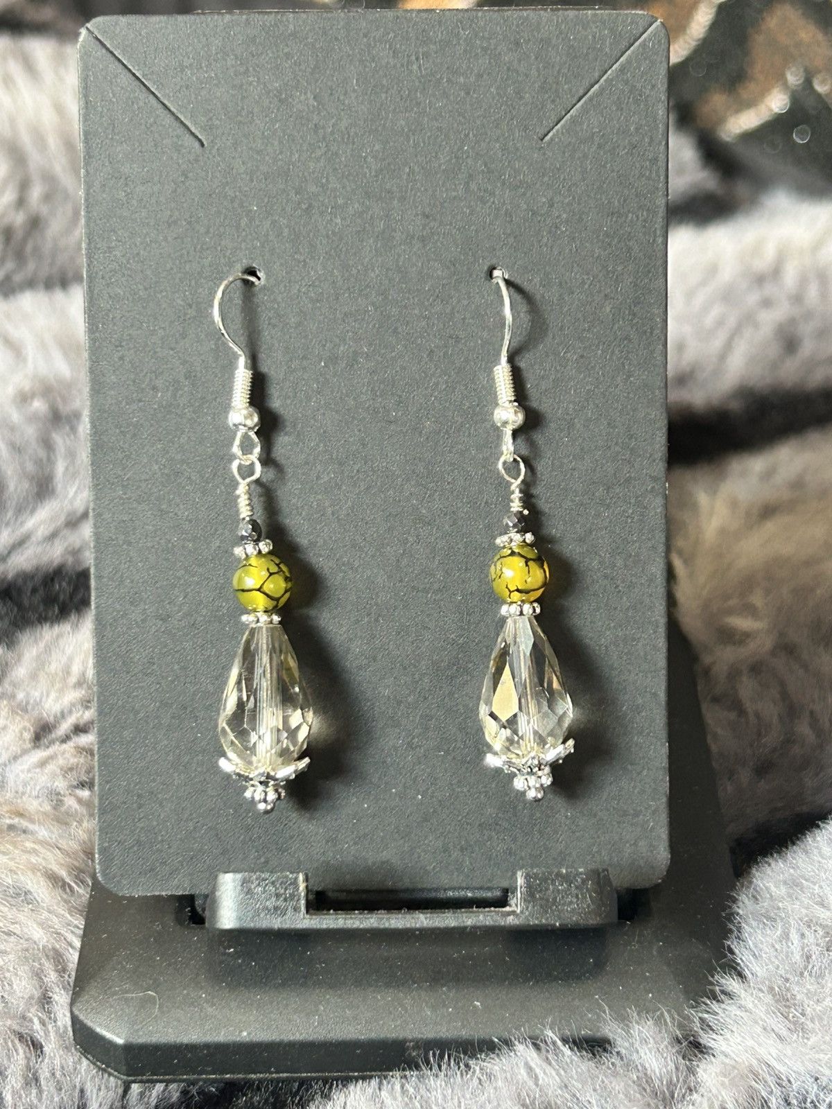 Handmade Handcrafted raindrop faceted rutilated quartz earrings Size ONE SIZE - 2 Thumbnail
