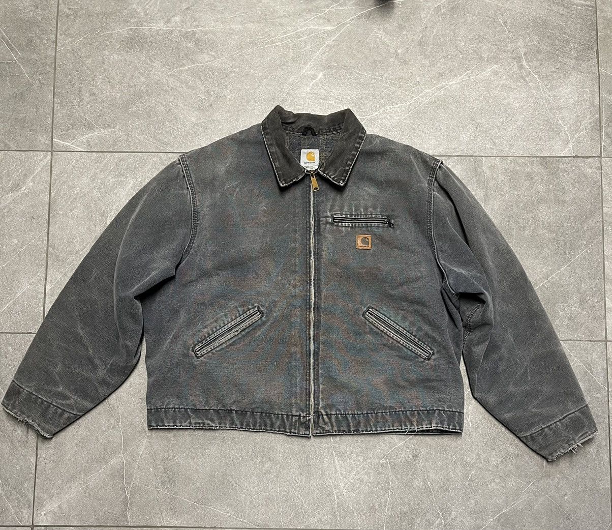 image of Vintage Carhartt Detroit Jacket J97 - Petrol (Ptl) in Grey, Men's (Size 2XL)
