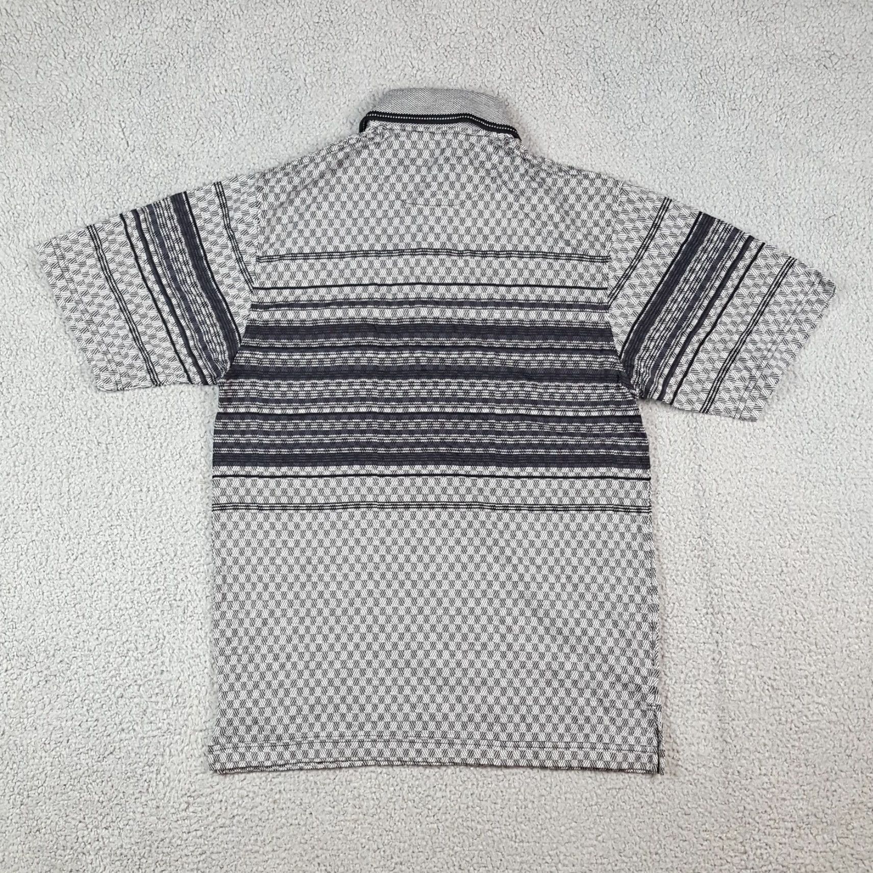 Vintage Gray Checked Striped Preppy Short Sleeve Men's Size S Collared Polo Dress Shirt Size 36R - 5 Thumbnail