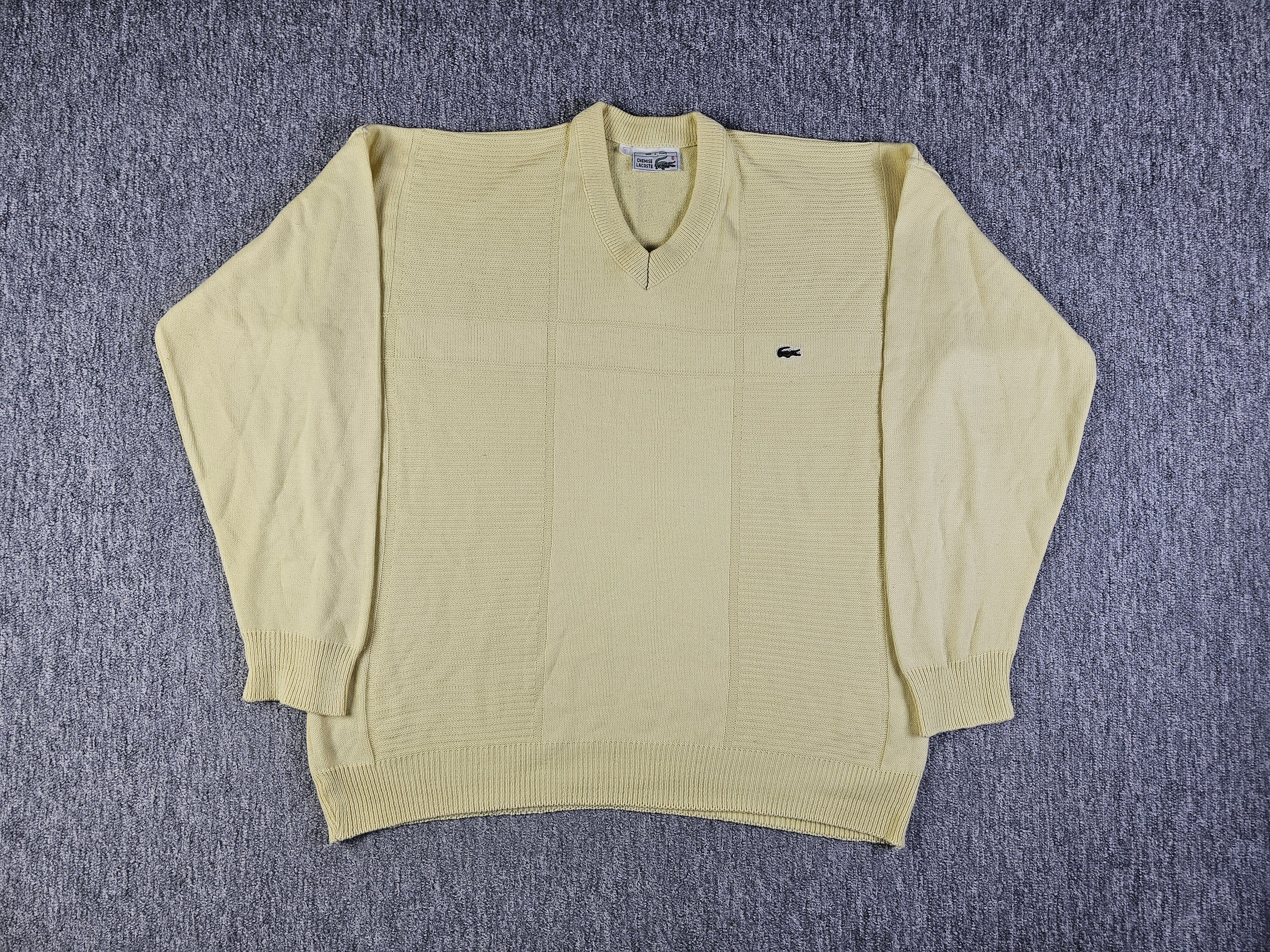 Lacoste Chemise Lacoste Vintage 90s Cream Knit Sweater France XL Size US XL / EU 56 / 4 - 4 Thumbnail