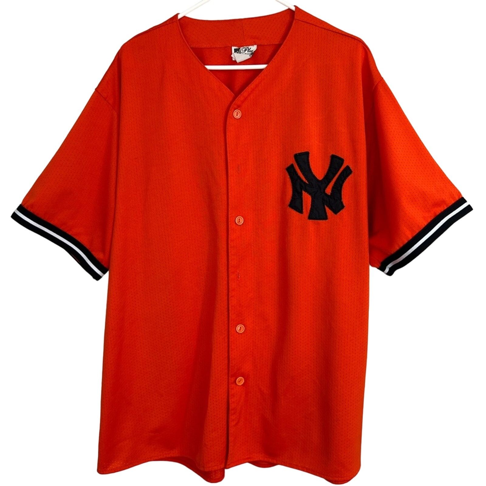 Vintage Vintage 90s Made In USA New York Yankees Orange Black Jersey Size US XL / EU 56 / 4 - 1 Thumbnail