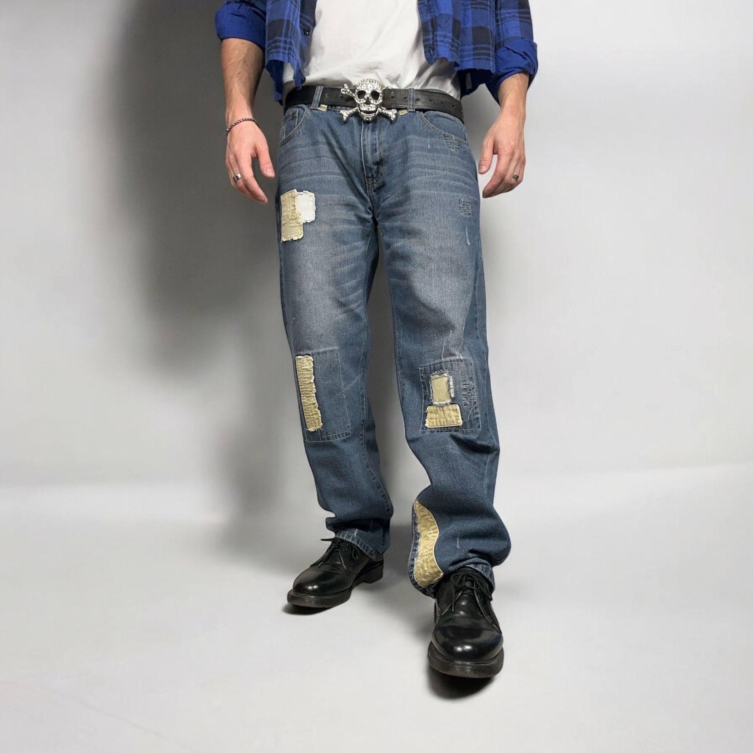 Japanese Brand × Vintage Vintage y2k Baggy Reworked Denim Pants Jeans Washed Size US 36 / EU 52 - 5 Thumbnail