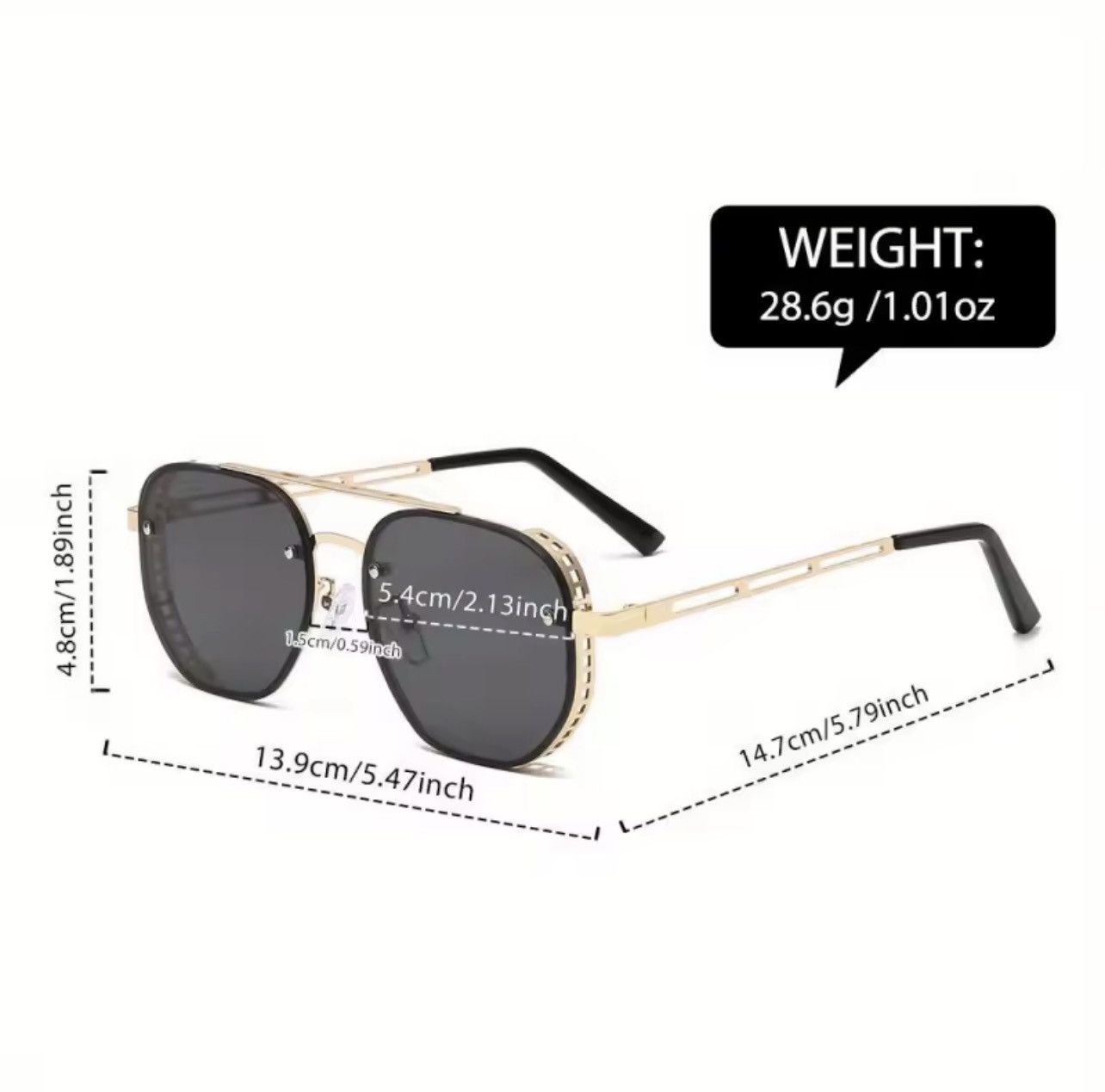 Other Luxury Square Aviator Sunglasses for Men & Women Lightweight Size ONE SIZE - 5 Thumbnail