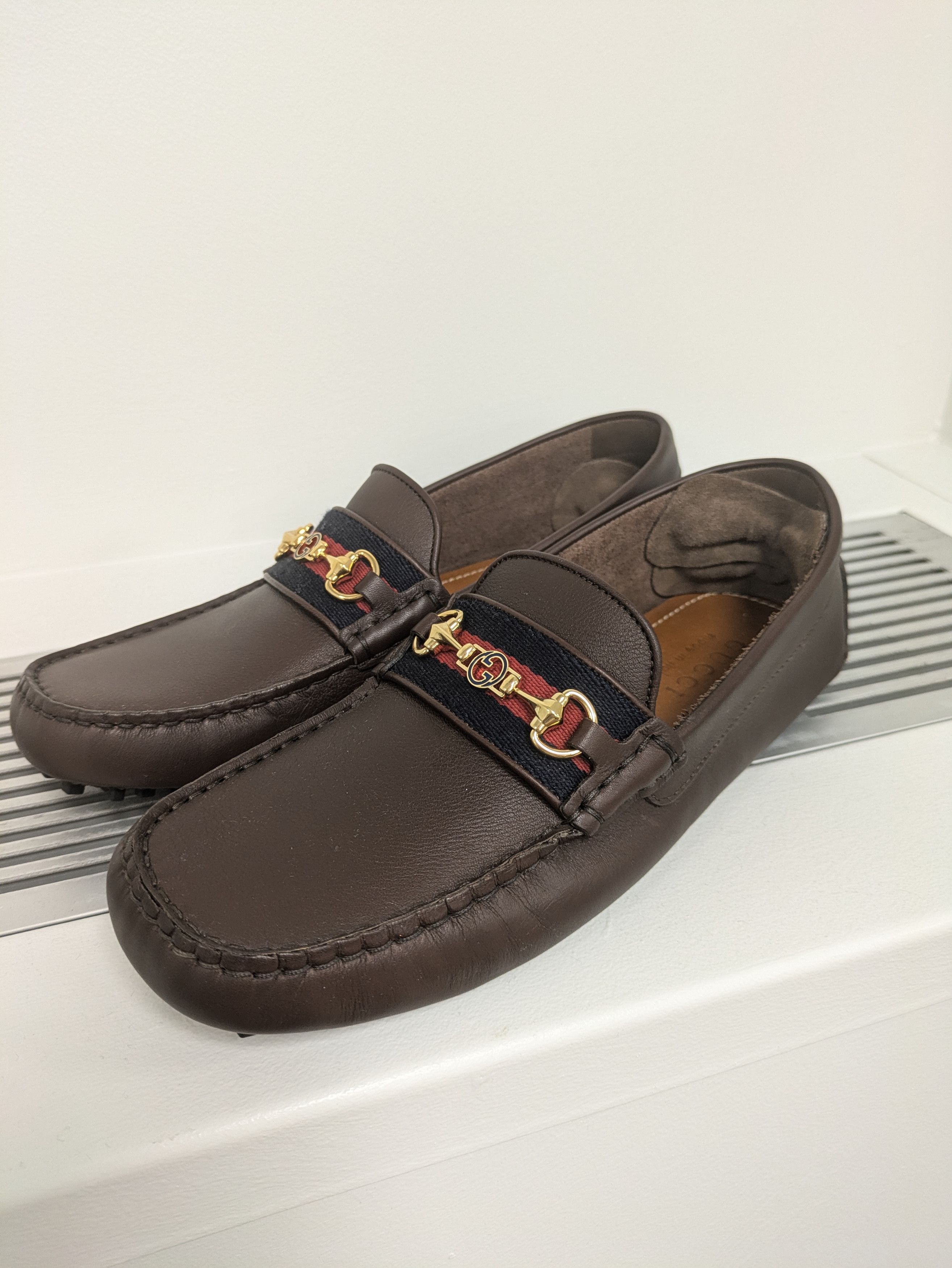 Gucci GUCCI Ayrton Webbing-Trimmed Horsebit Leather Driving Shoes Size US 8 / EU 41 - 4 Thumbnail