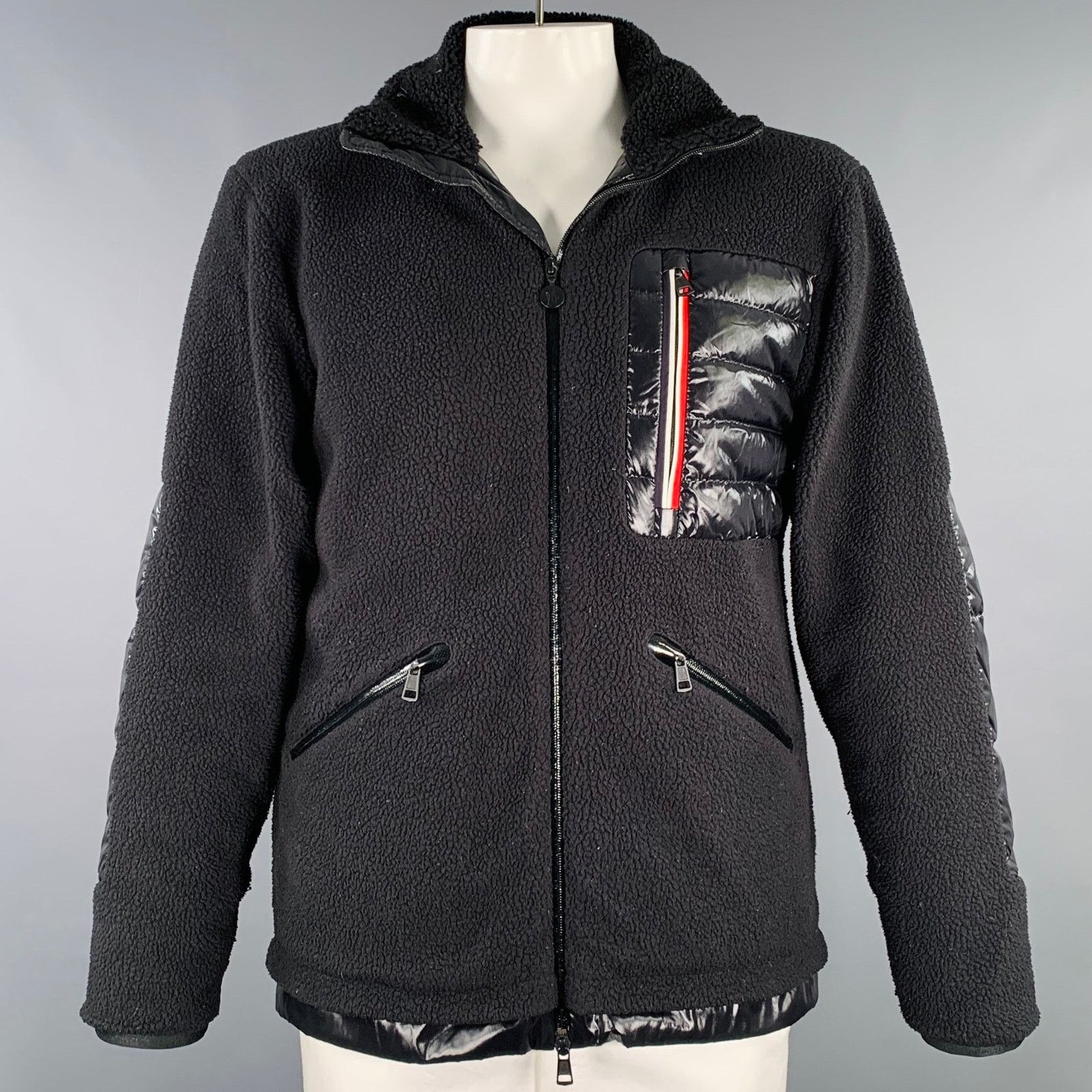Moncler MONCLER Size L Black Mixed Fabrics Down Filled Zip Up Jacket Size US L / EU 52-54 / 3 - 1 Thumbnail