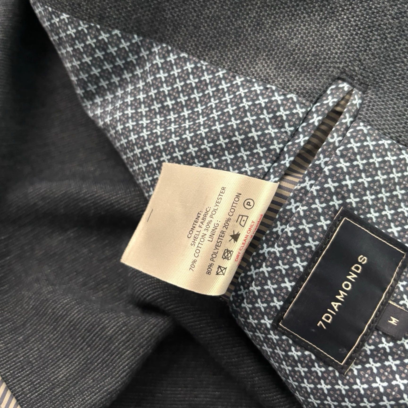 Vintage 7 Diamonds Blazer Jacket Mens M Blue Two-Button Notch Lapel Solid Regular Fit Blazer Size 40R - 8 Thumbnail