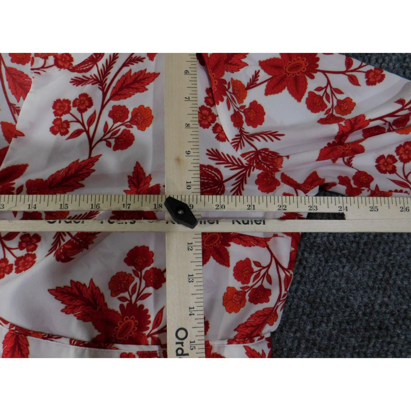 Ann Taylor Loft Blouse Womens 16 White Red Floral Long Sleeve Peplum Flowing Top Size XXL / US 16-18 / IT 52-54 - 7 Thumbnail