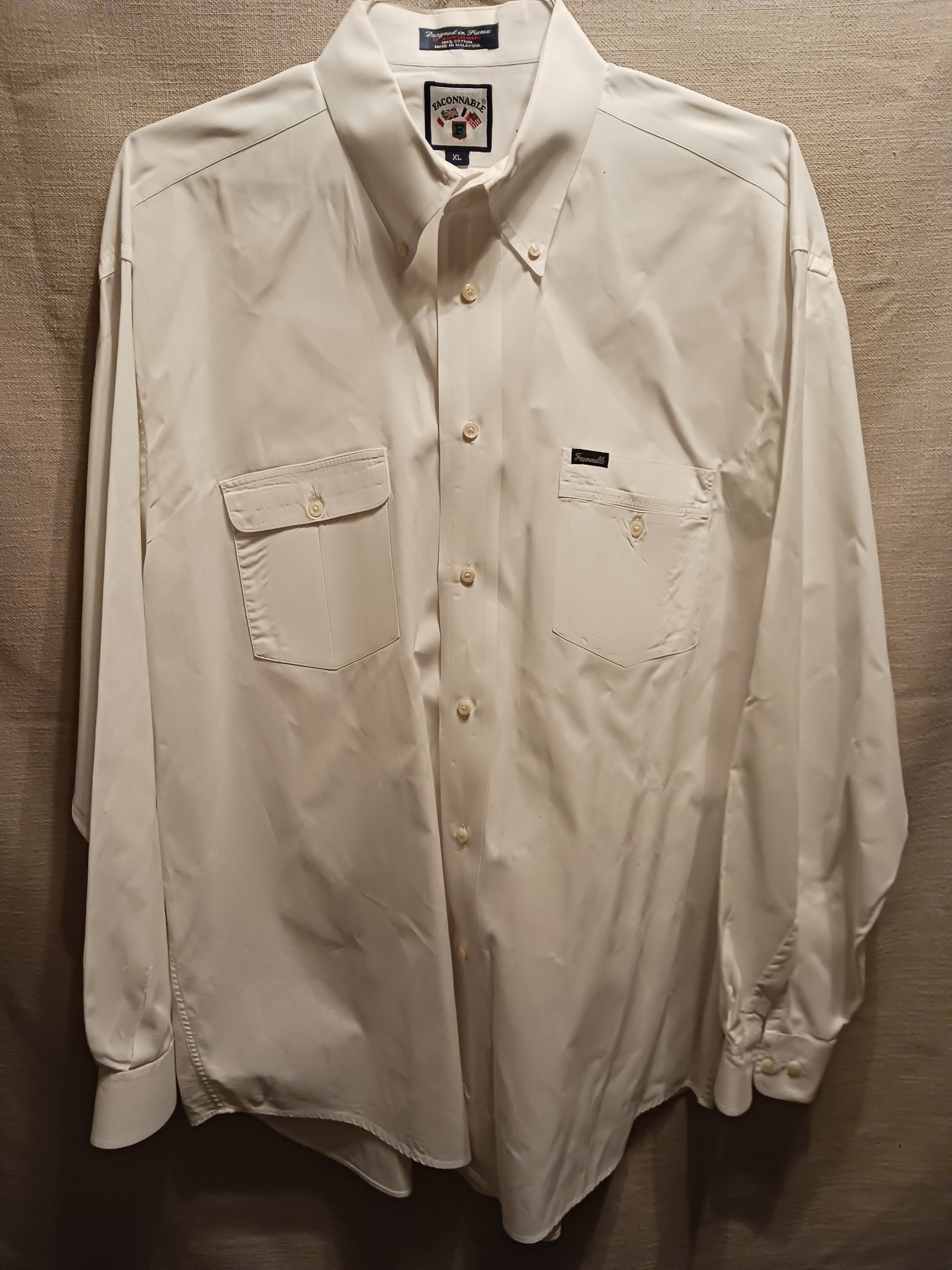 Faconnable Vintage 100% Cotton Long Sleeve Shirt Size US XL / EU 56 / 4 - 1 Thumbnail