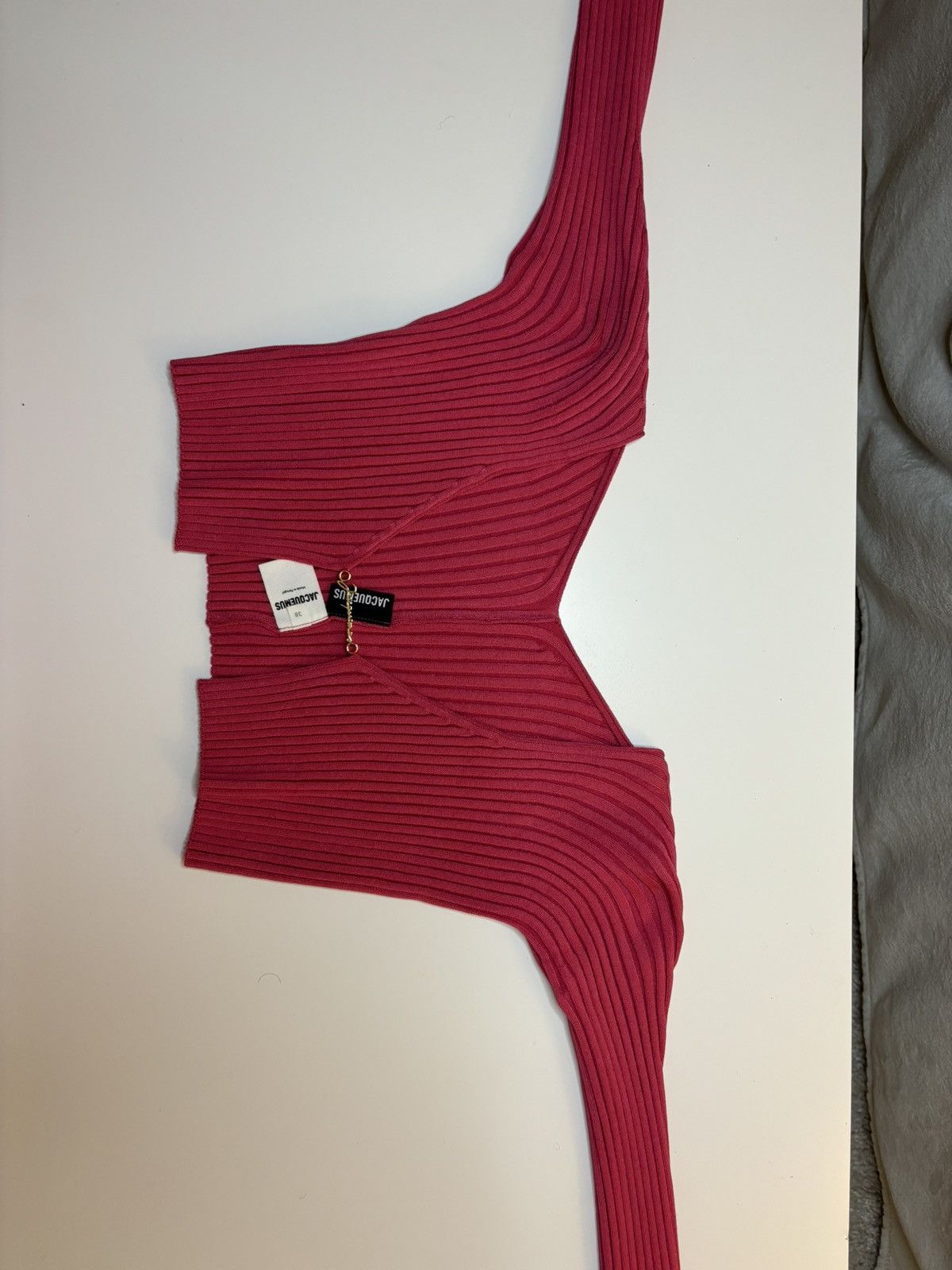 Jacquemus Neon Pink Micro Charm Logo Cardigan Size S / US 4 / IT 40 - 5 Thumbnail