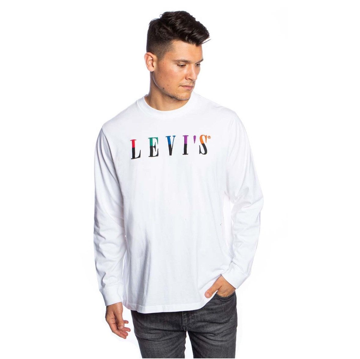 Levi's Men’s Long Sleeve Levi’s Big Logo White Size: XL Size US XL / EU 56 / 4 - 1 Thumbnail