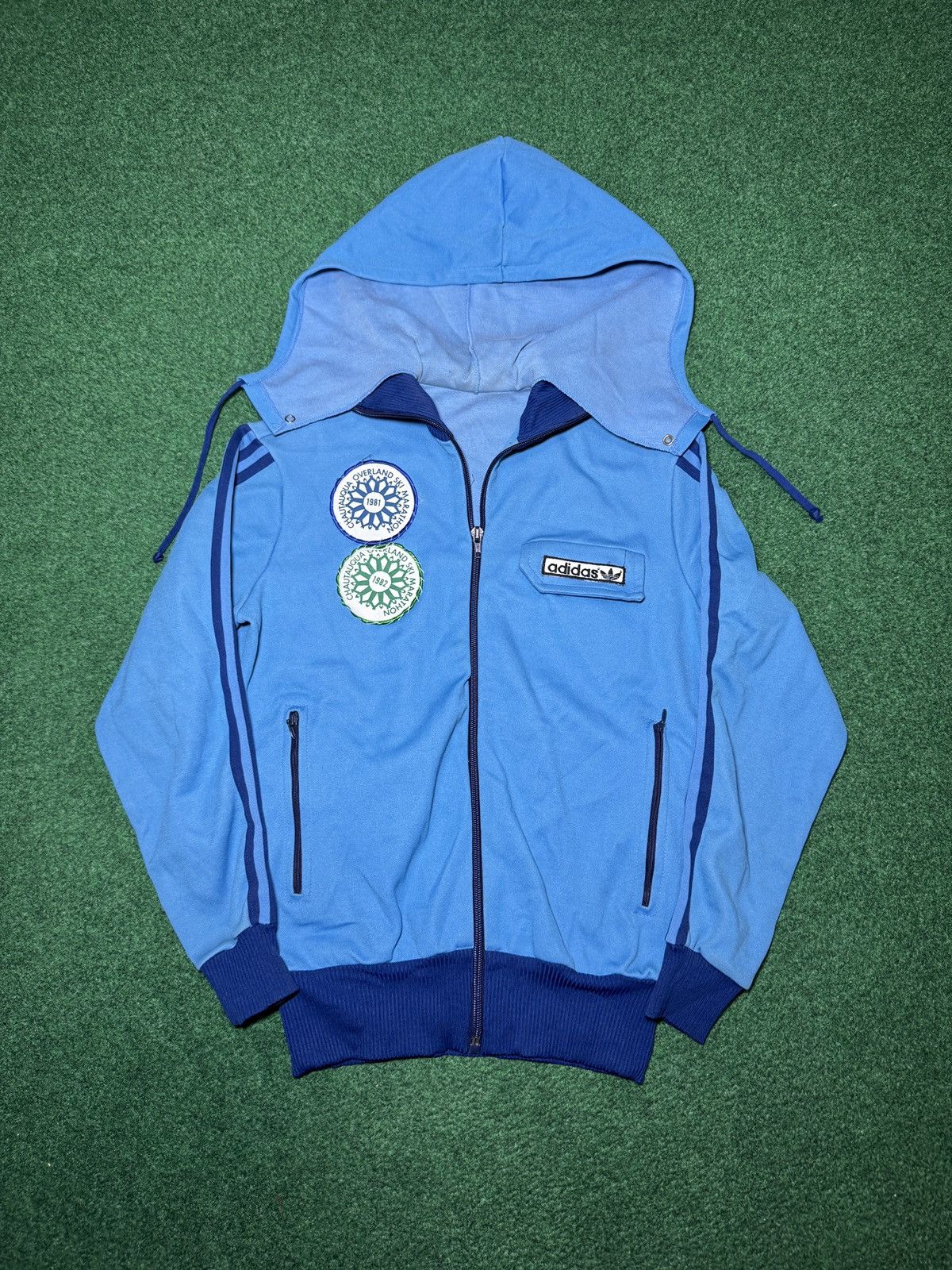 Adidas Vintage 70s Adidas Hooded Track Blue XS 17.5x22.5 Jacket Size US XS / EU 42 / 0 - 1 Thumbnail