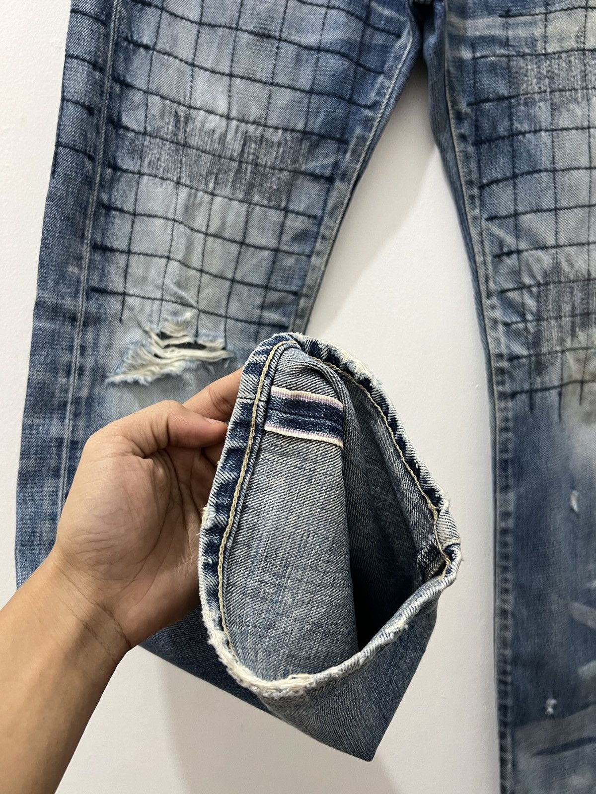 Neighborhood Neighborhood - Lot 08EX Grid Narrow Savage Denim Jeans Size US 34 / EU 50 - 7 Thumbnail