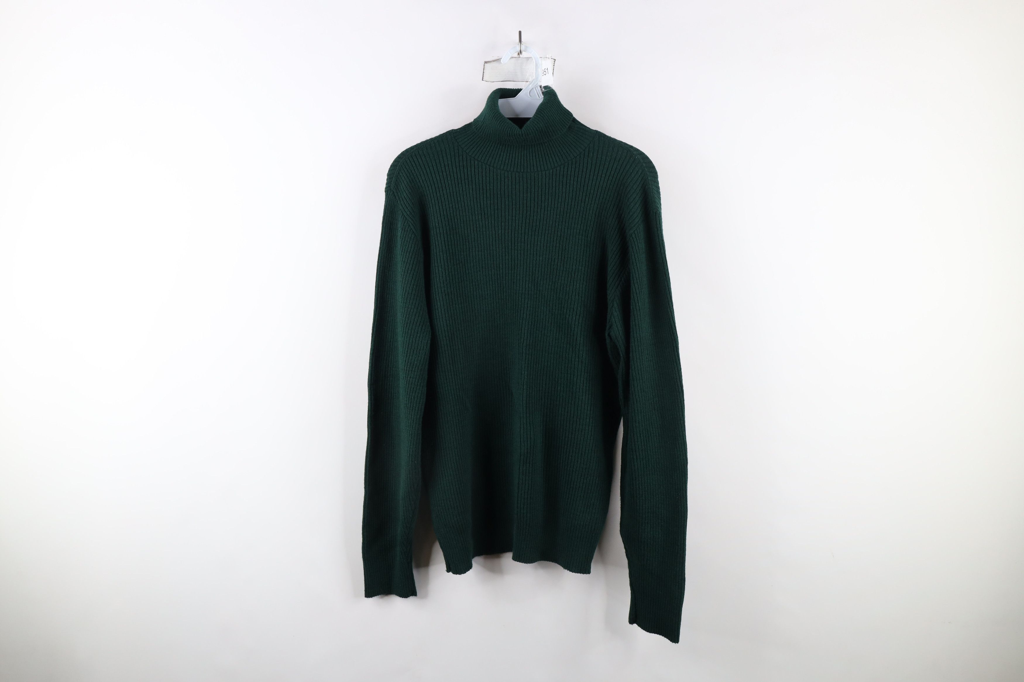 Vintage Vintage 70s Streetwear Ribbed Turtleneck Sweater Green USA Size L / US 10 / IT 46 - 1 Thumbnail