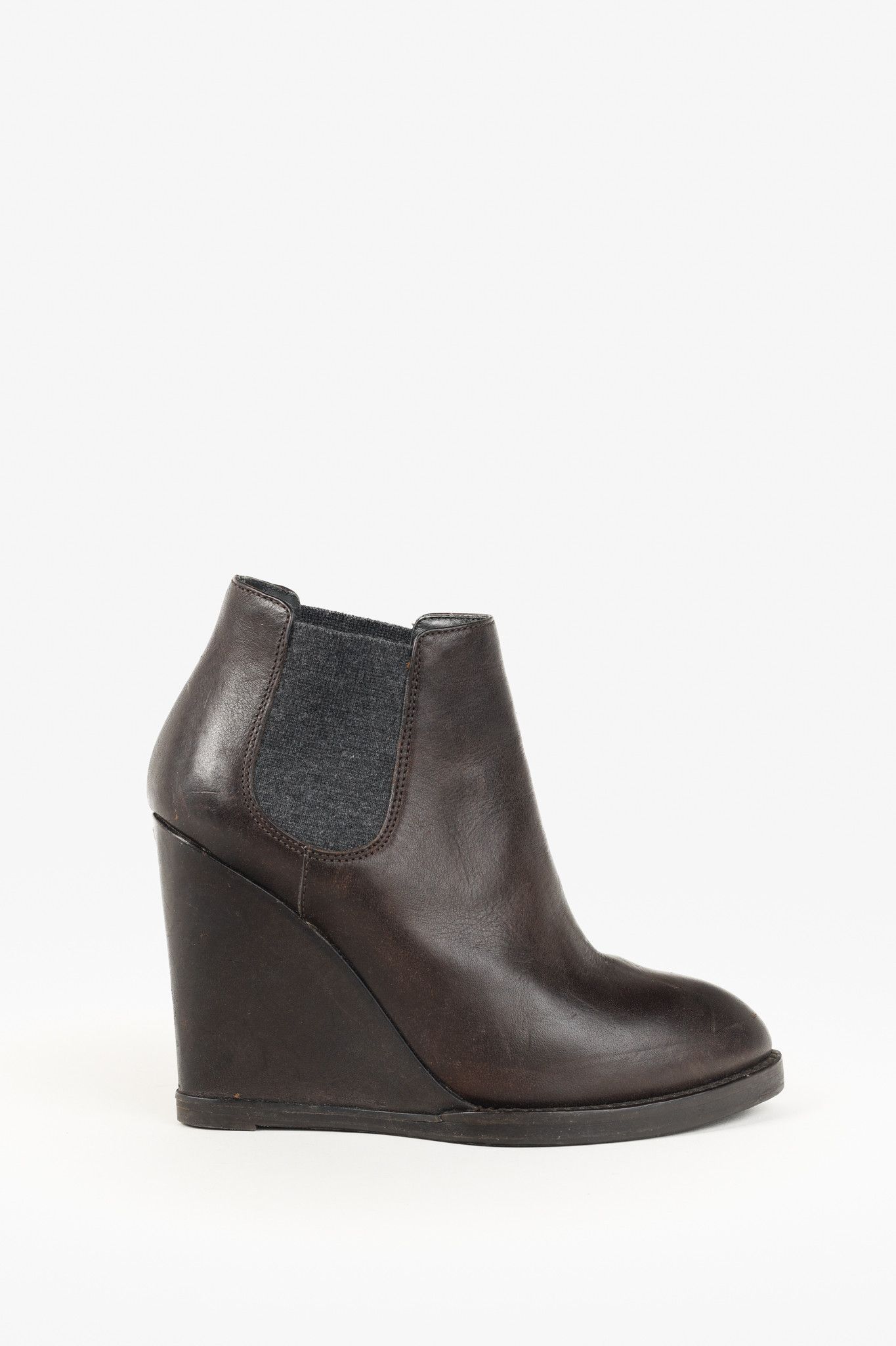 Brunello Cucinelli Brunello Cucinelli Leather Grosgrain Trim Chelsea Boots Size US 6.5 / IT 36.5 - 1 Thumbnail