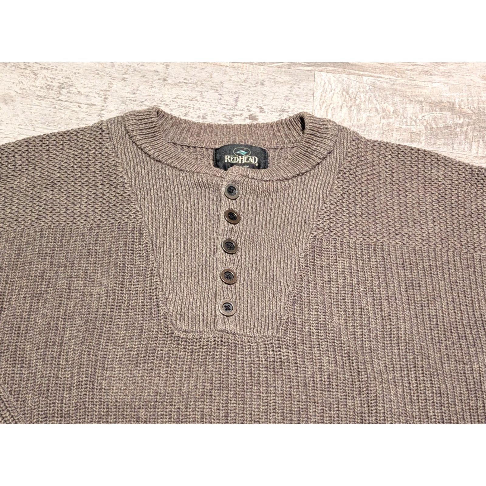 Vintage VINTAGE RedHead Mens Pullover Sweater Crew Neck Brown Cotton Blend Button Long Sleeve Large Workwear 90s Classic Outdoor Mens Size US L / EU 52-54 / 3 - 2 Thumbnail