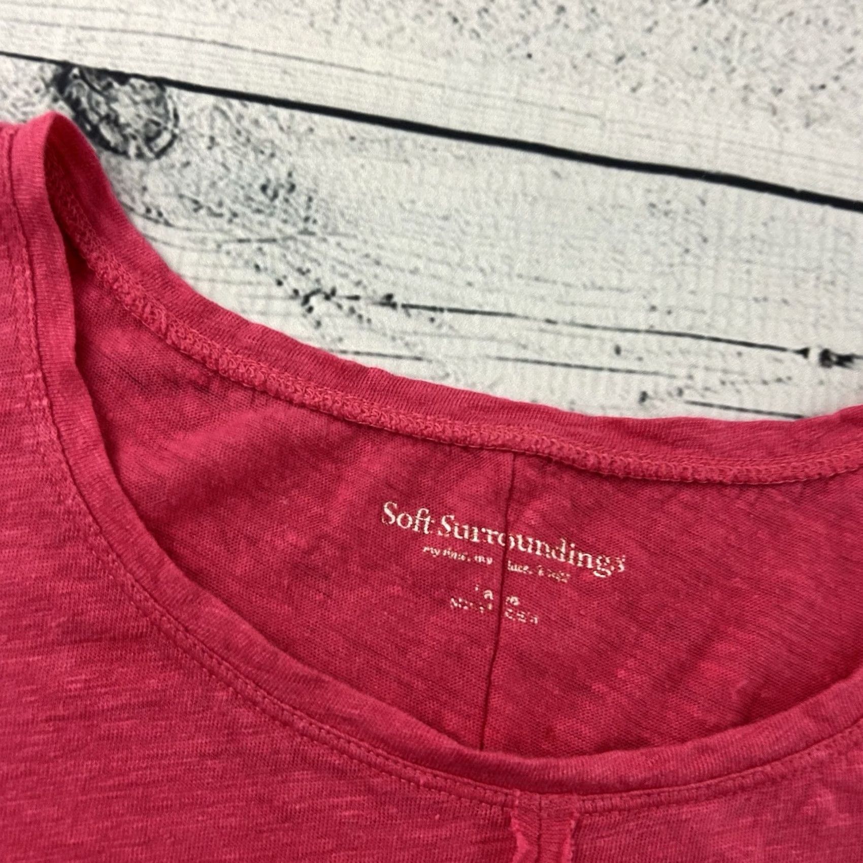 Soft Surroundings Soft Surroundings Blouse Shirt Linen Pink Women's L, 100% Linen Top, Cold Shoulder, Large, Pink, Womens Size L / US 10 / IT 46 - 2 Thumbnail