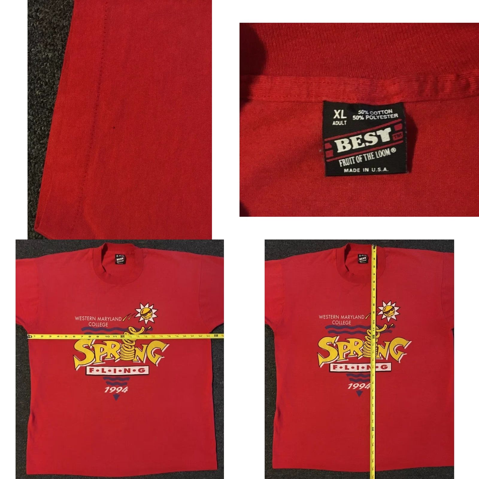 Vintage VINTAGE Western Maryland College Shirt XL Red 90s 80s Grunge Spring Fling College Sports PE Track + University USA USA Size US XL / EU 56 / 4 - 9 Thumbnail