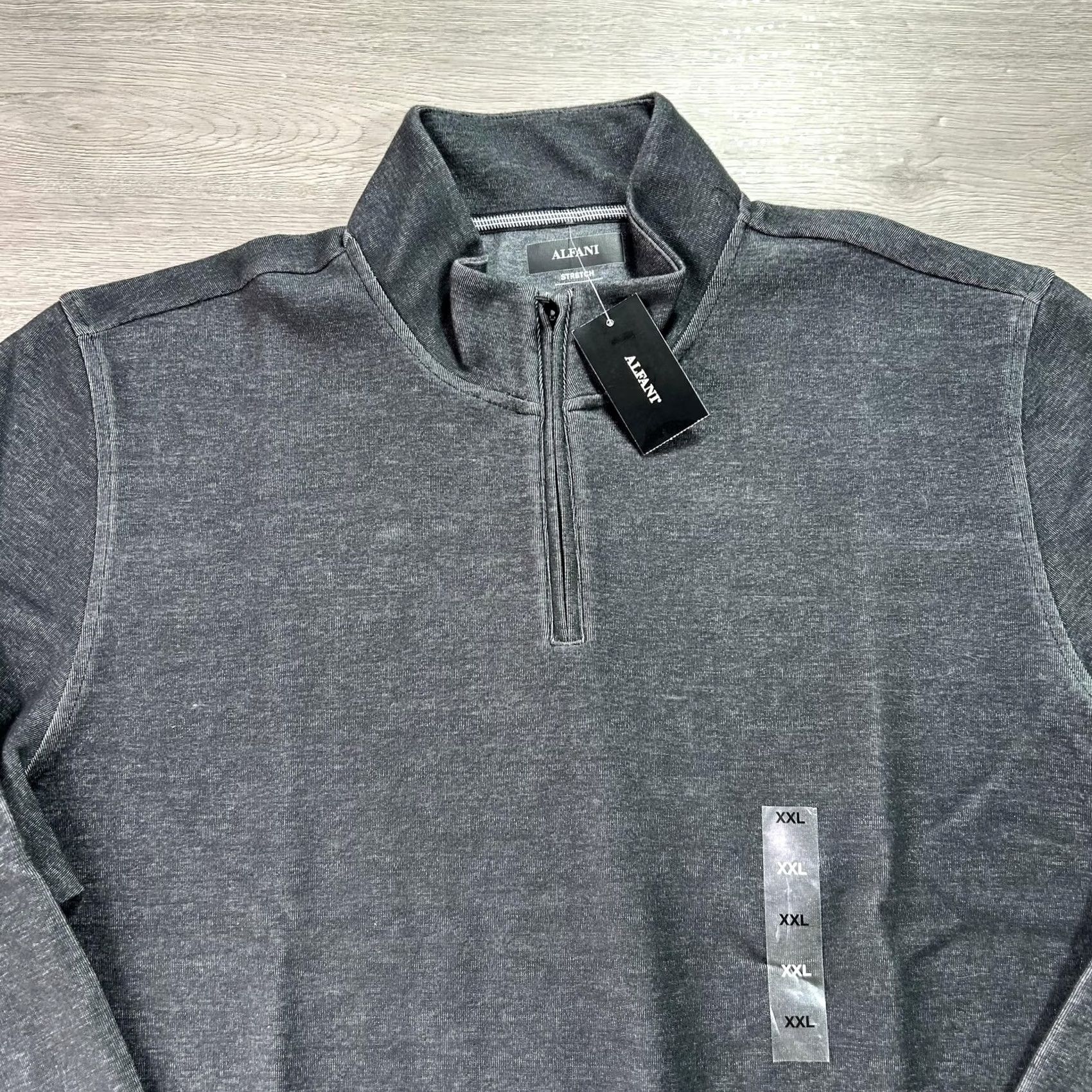 Alfani VINTAGE Alfani Sweater Mens 2XL Gray 1/4 Zip Stretch Mock Pullover Performance Size US XXL / EU 58 / 5 - 3 Thumbnail