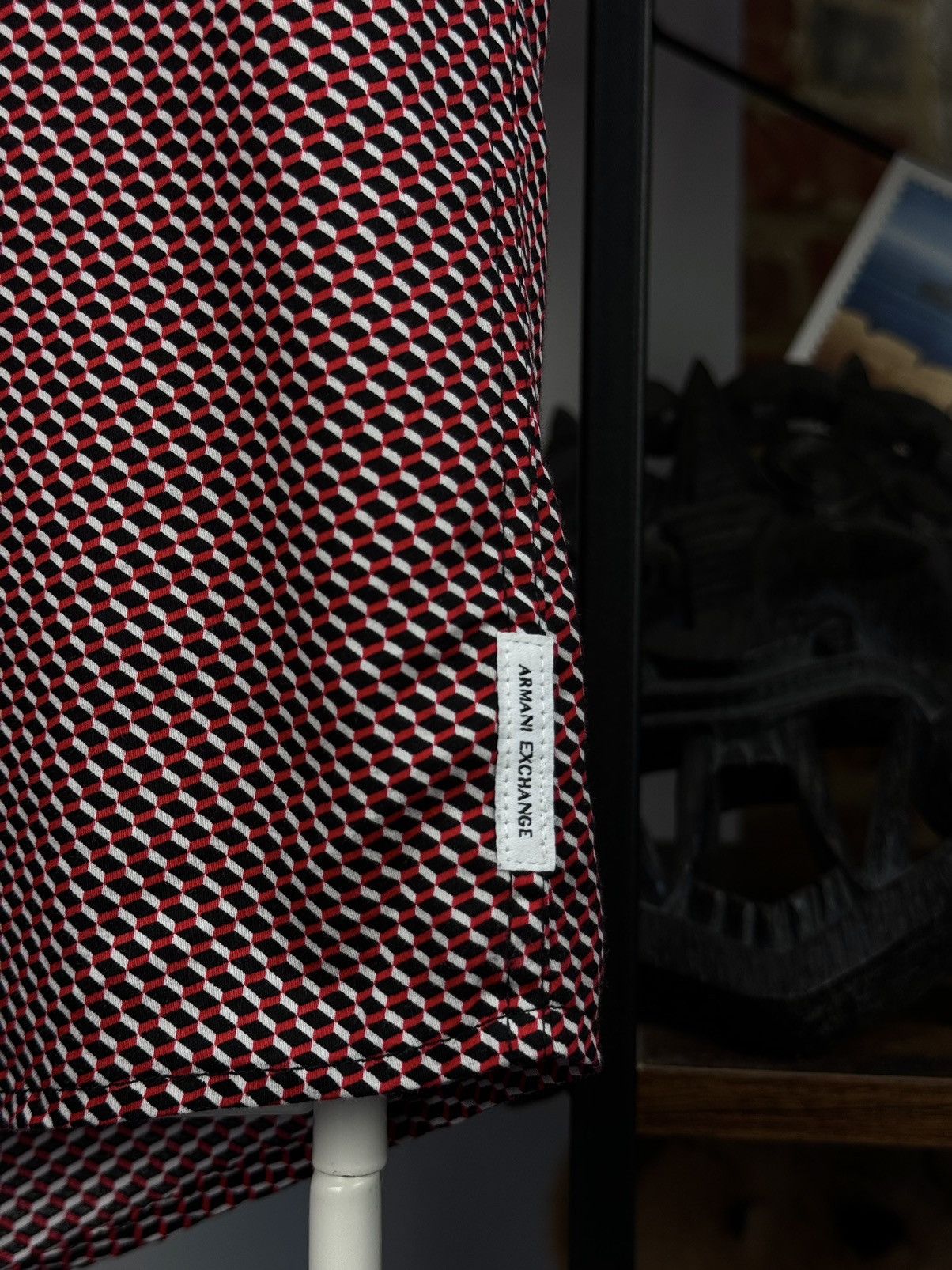 Armani Exchange × Designer ARMANI Exchange Printed Geometric Red Casual Shirt Size US M / EU 48-50 / 2 - 12 Thumbnail
