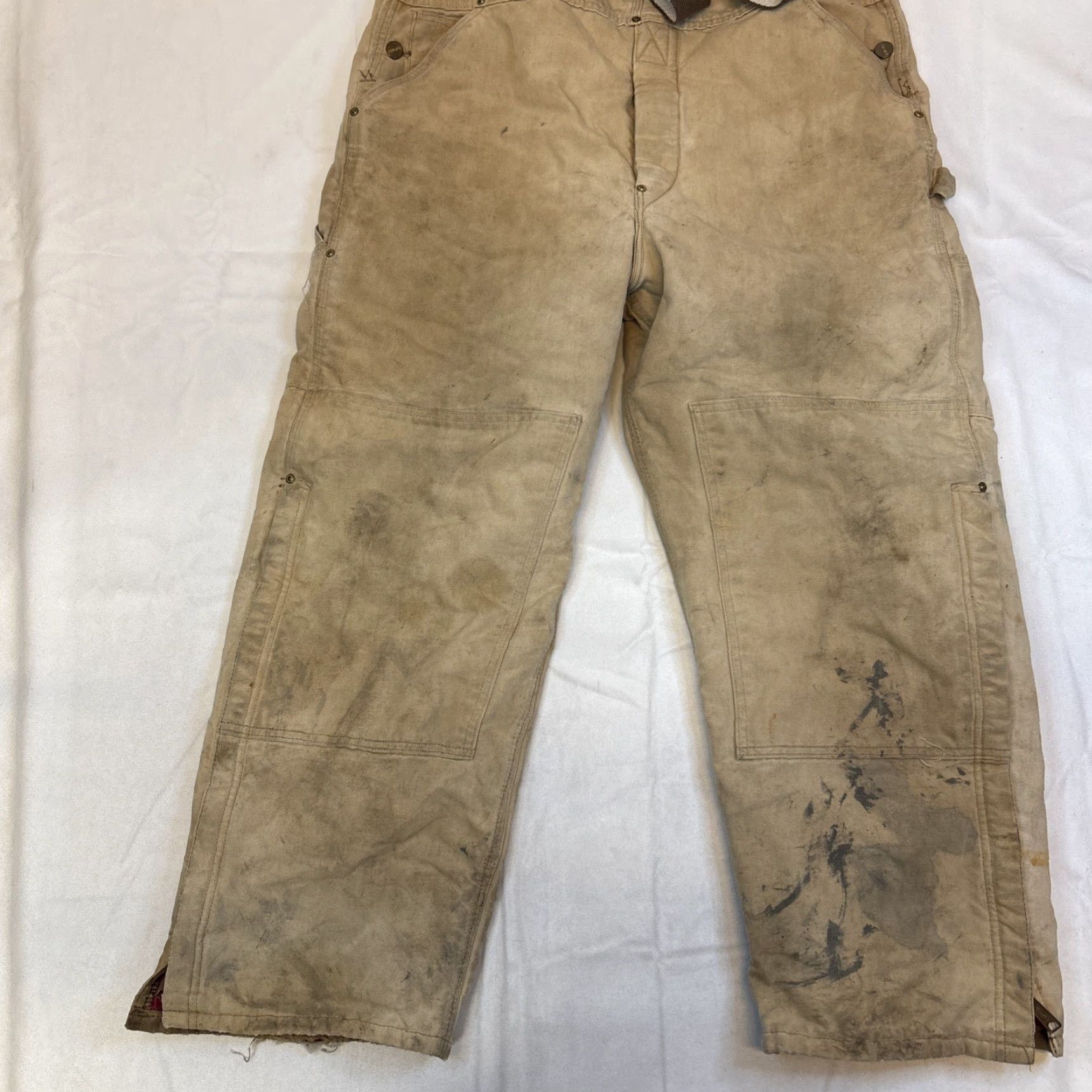 Carhartt VINTAGE Carhartt Dungarees Trousers Overalls Men 40 x 27 Tan Brown Quilted Duck Bib Double Knee 90s Grunge USA Mens Size US 40 / EU 56 - 4 Thumbnail