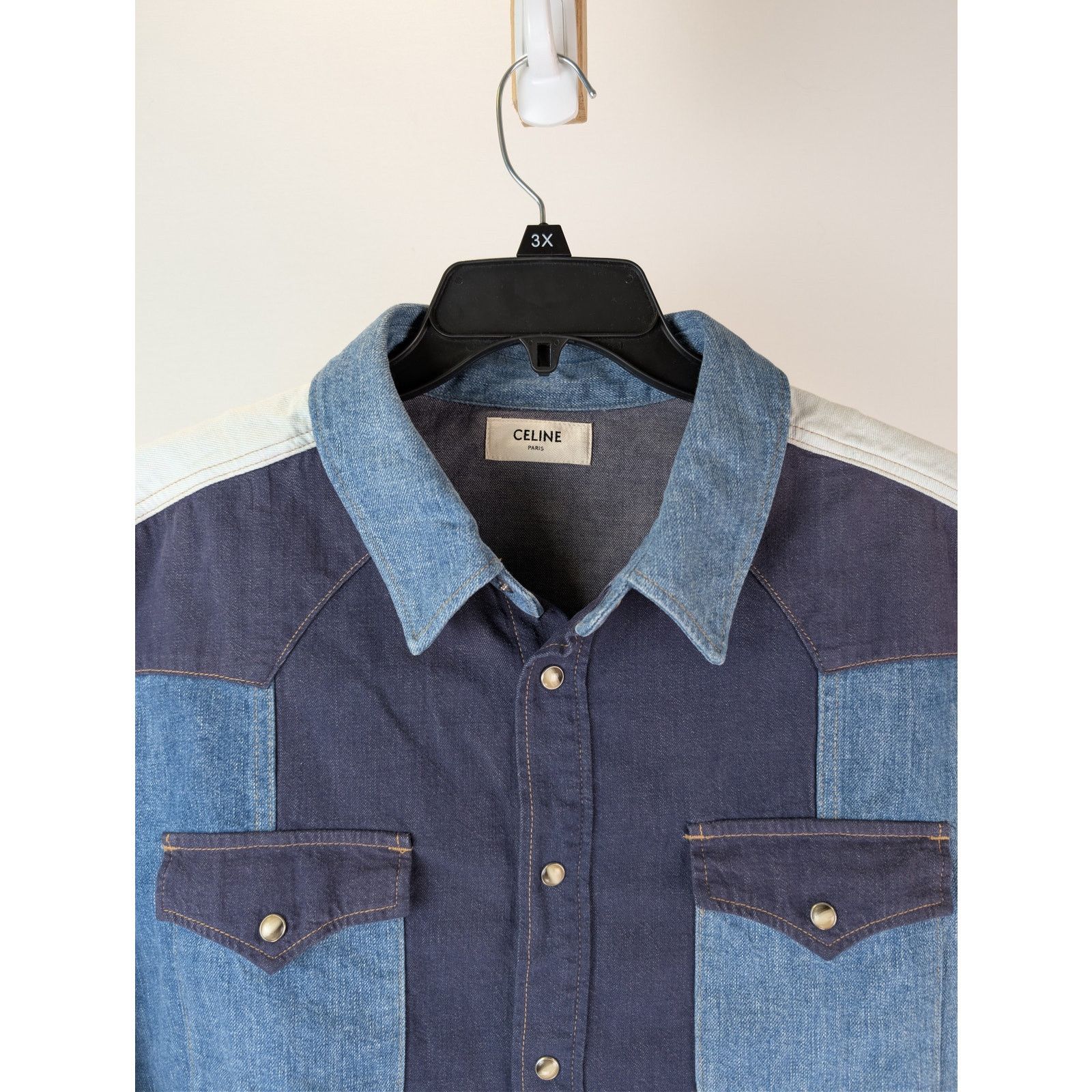 Celine o1rshd1 Denim Western Shirt in Blue Size US XL / EU 56 / 4 - 7 Thumbnail