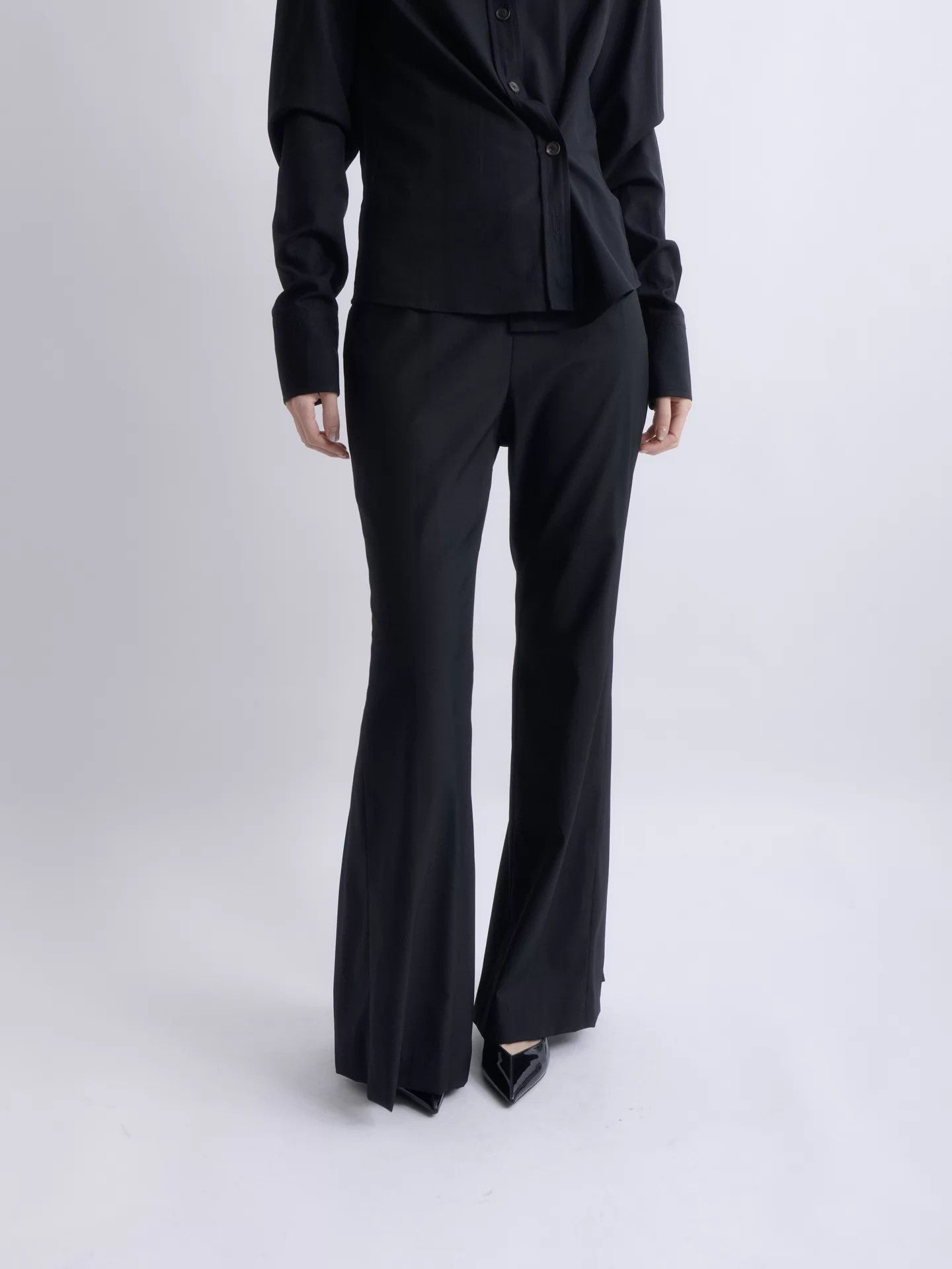 Jean Paul Gaultier Jean Paul Gaultier 00s Women's Black Pleated Flare Pants Size 26" / US 2 / IT 38 - 2 Thumbnail