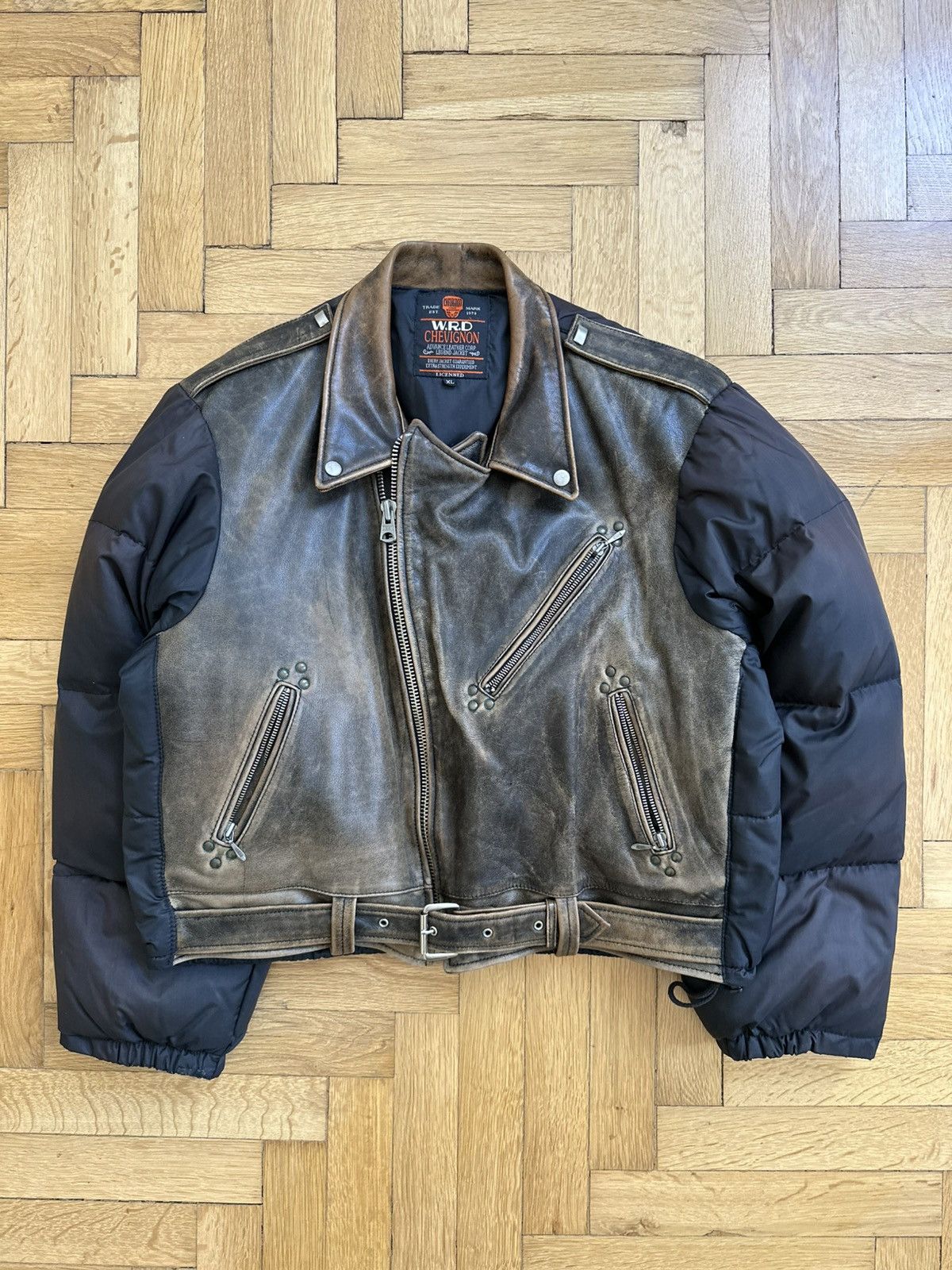 Chevignon Chevignon Vintage 90s Archive Leather Down Puffer Jacket Size US L / EU 52-54 / 3 - 8 Thumbnail