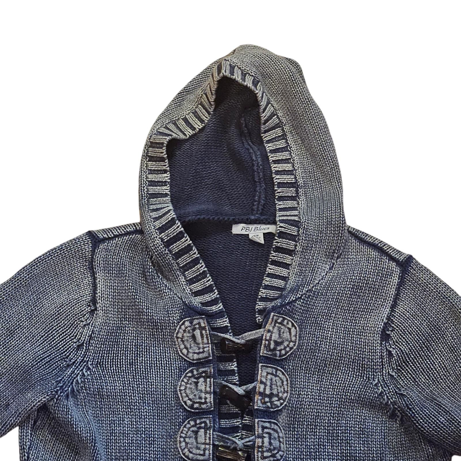 Designer PBJ Blues Hooded Cardigan, Size SM – Distressed Denim Size S / US 4 / IT 40 - 4 Thumbnail