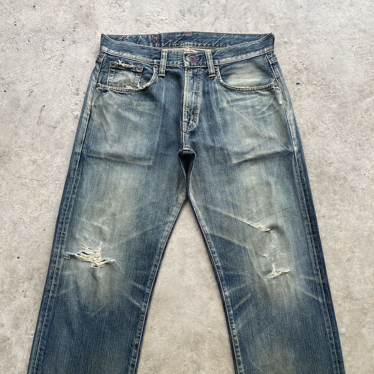 Japanese Brand Vintage Edwin 504 Distressed Mudwash Faded Pants Jeans W34 Size US 34 / EU 50 - 3 Thumbnail