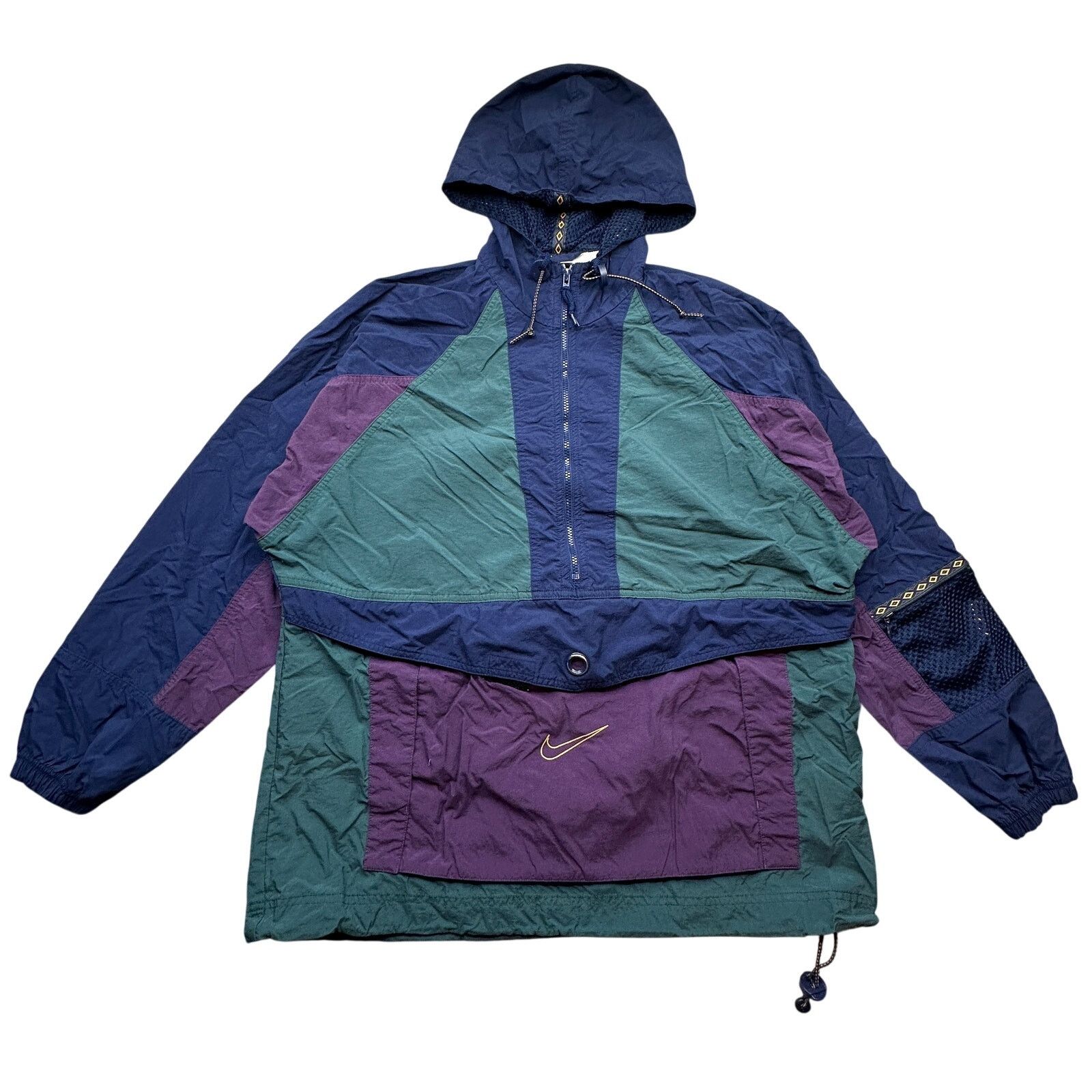 Nike VTG Nike Purple Colorblock Anorak Jacket Medium 23x28 Size US M / EU 48-50 / 2 - 1 Thumbnail