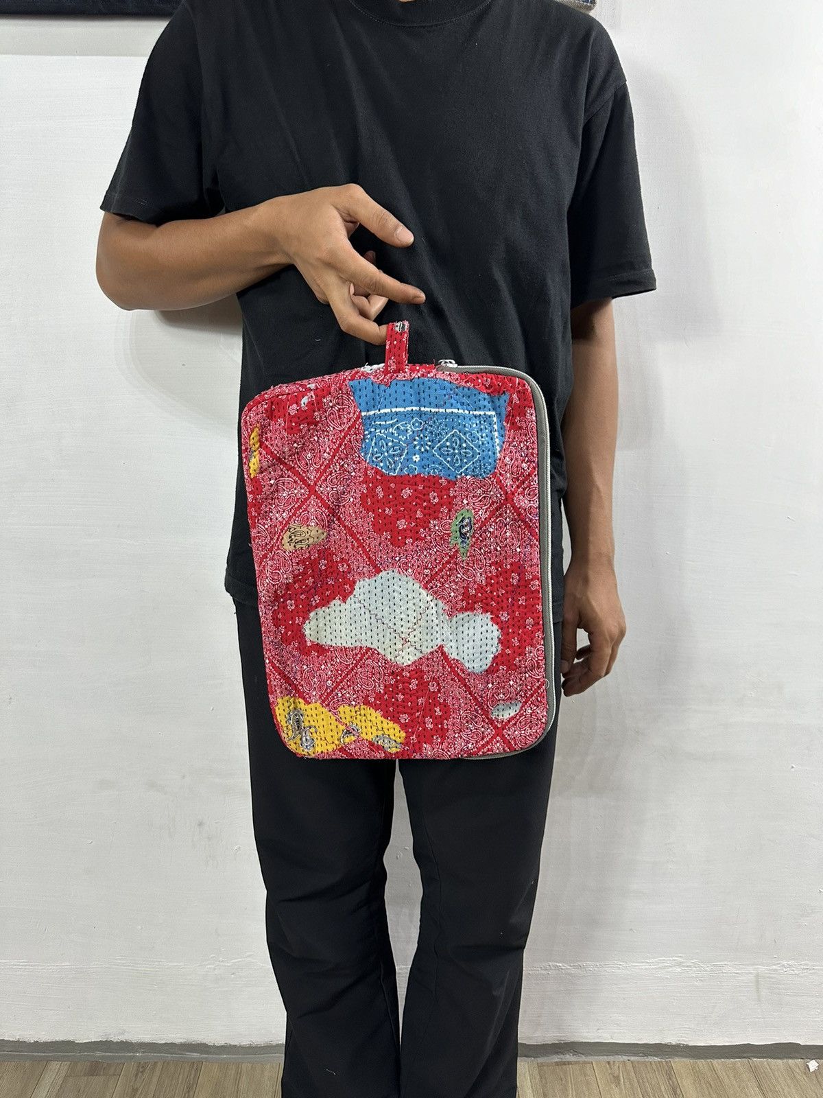 Handmade Custom Made Distressed Patchwork Boro Paisley cutch bag Size ONE SIZE - 3 Thumbnail