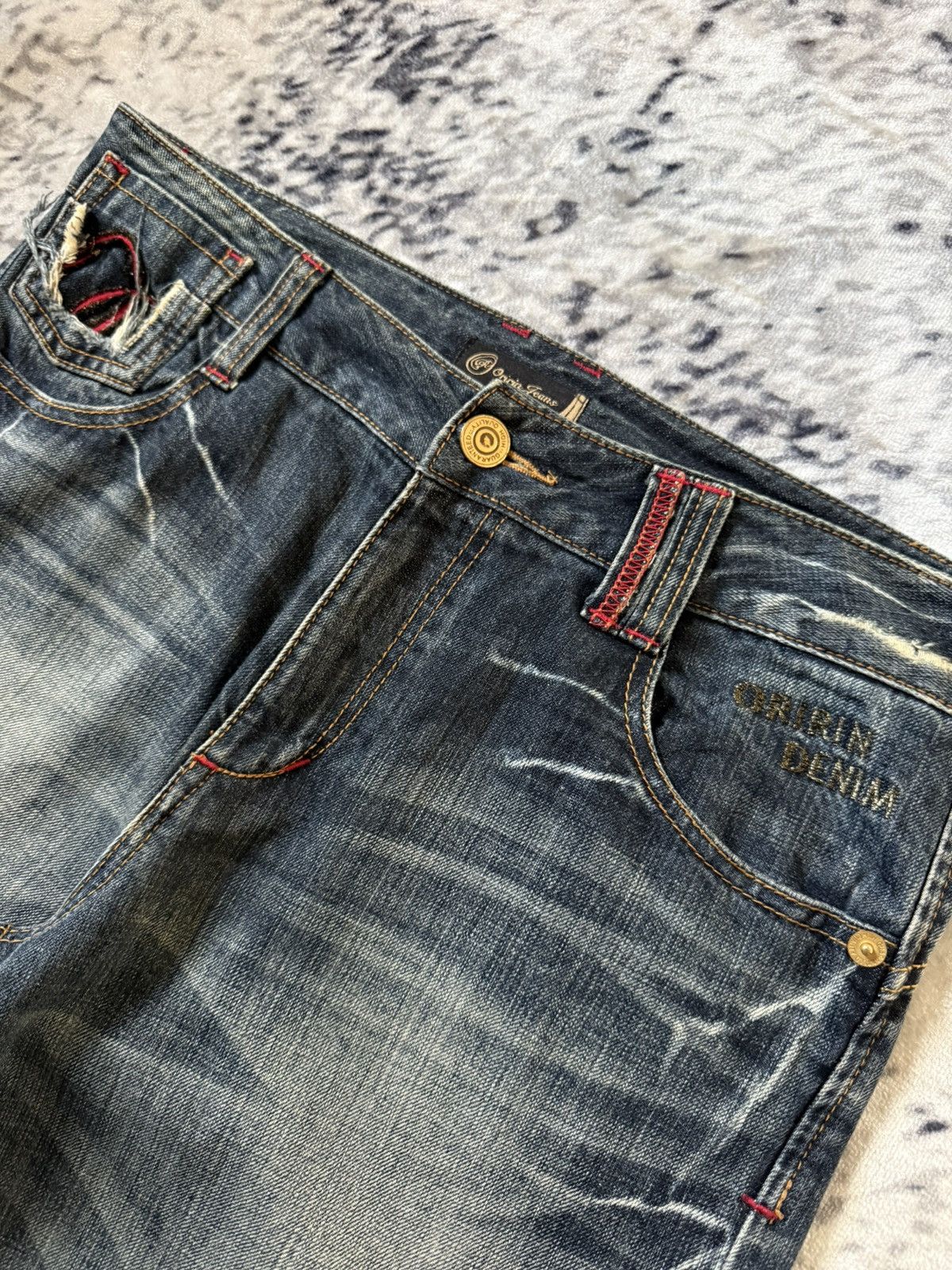 Japanese Brand Oririn Dr Denim Embroidered Flared Wide Leg Jeans Size US 34 / EU 50 - 21 Thumbnail