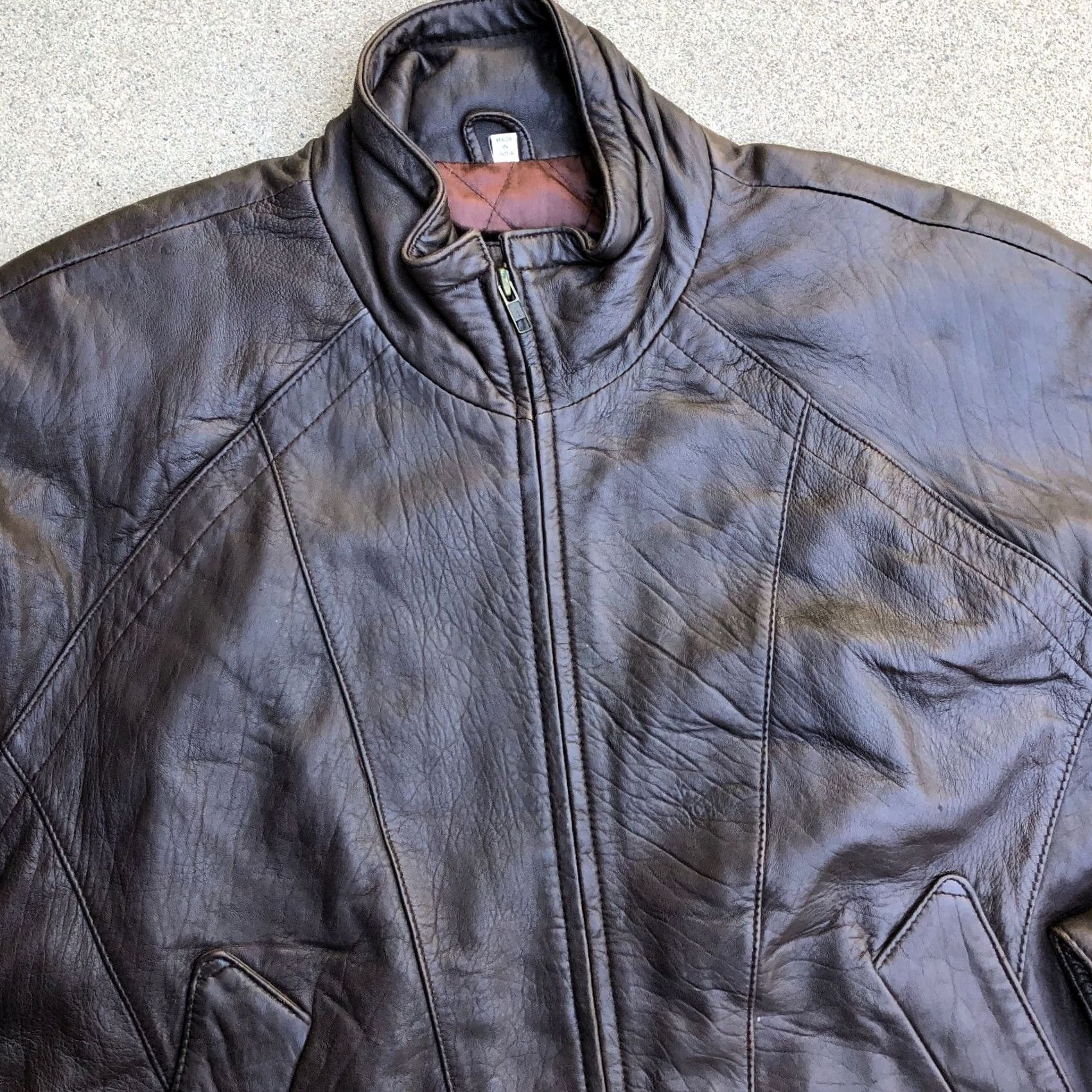 Vintage VTG SAWYER OF NAPA Leather Bomber Jacket Mens LARGE Quilted Lining Brown Biker Size US L / EU 52-54 / 3 - 3 Thumbnail