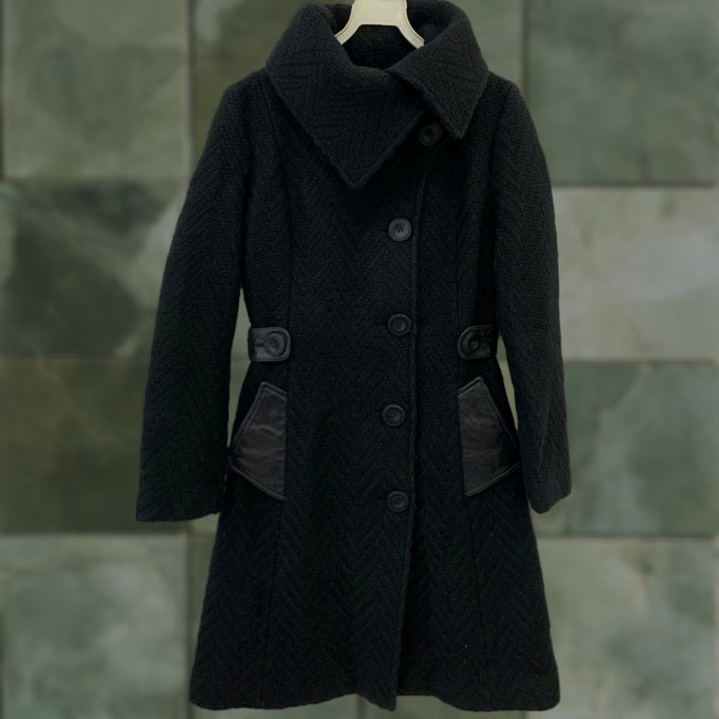 Mackage Mackage Wool Coat Women’s XS Black Belted Leather Trim Wool Coat Overcoat Dress Coat Womens XS Black Belted Leather Trim Size XS / US 0-2 / IT 36-38 - 1 Thumbnail