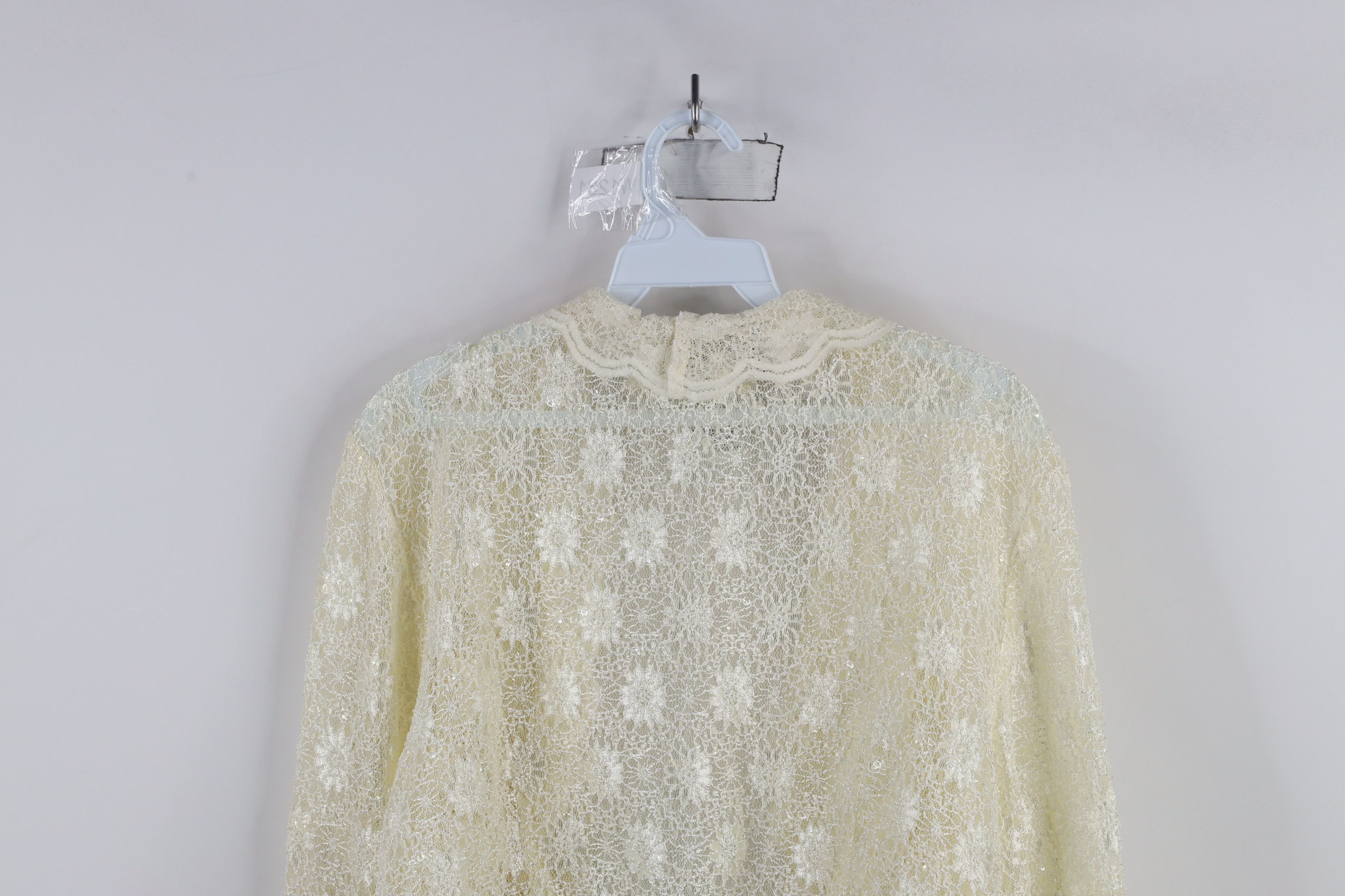 Vintage Vintage 90s Y2K Babydoll Lace Flower Open Front Jacket Top Size XL / US 12-14 / IT 48-50 - 12 Thumbnail