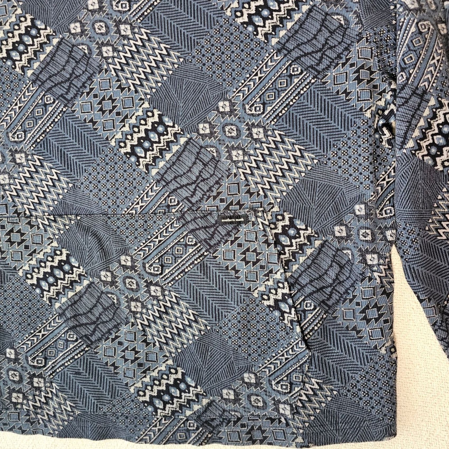 Vintage VINTAGE Southern Marsh Men’s Cotton V Neck Pullover Hoodie XL Aztec Western Blue Size US XL / EU 56 / 4 - 3 Thumbnail