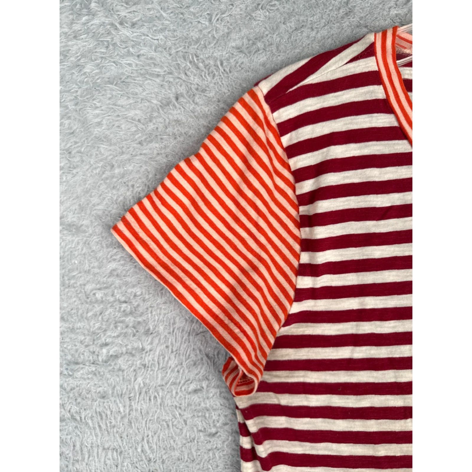 J.Crew J.Crew Shirt Teens Medium Red White Stripe Crew Neck Cotton Short Sleeve Size M / US 6-8 / IT 42-44 - 3 Thumbnail
