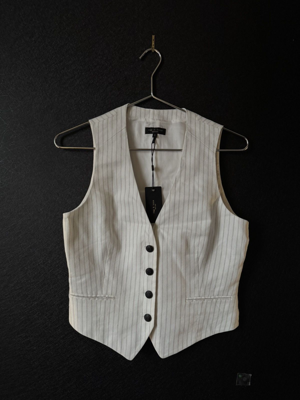 Rag & Bone Priya Cotton-Linen Striped Vest Size S / US 4 / IT 40 - 1 Thumbnail
