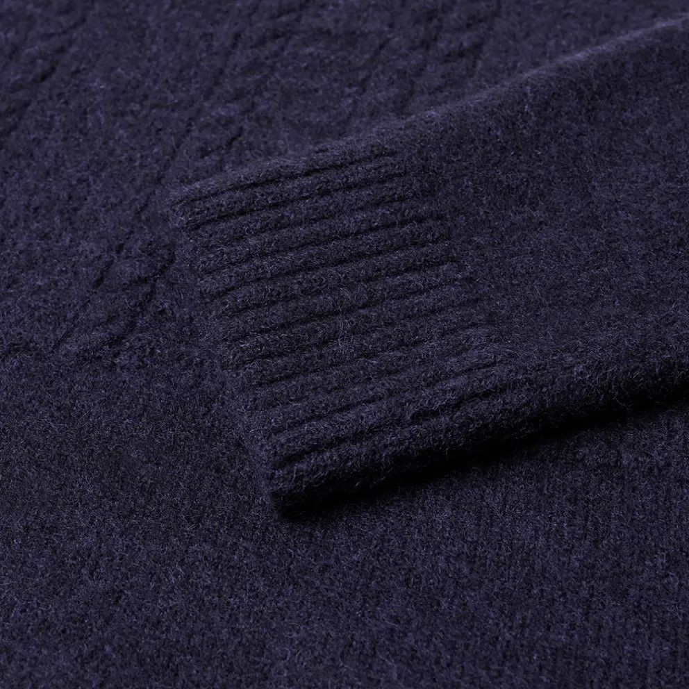 Maison Margiela o1tko11224 Mock-Neck Distressed Sweater in Navy Size US L / EU 52-54 / 3 - 2 Thumbnail