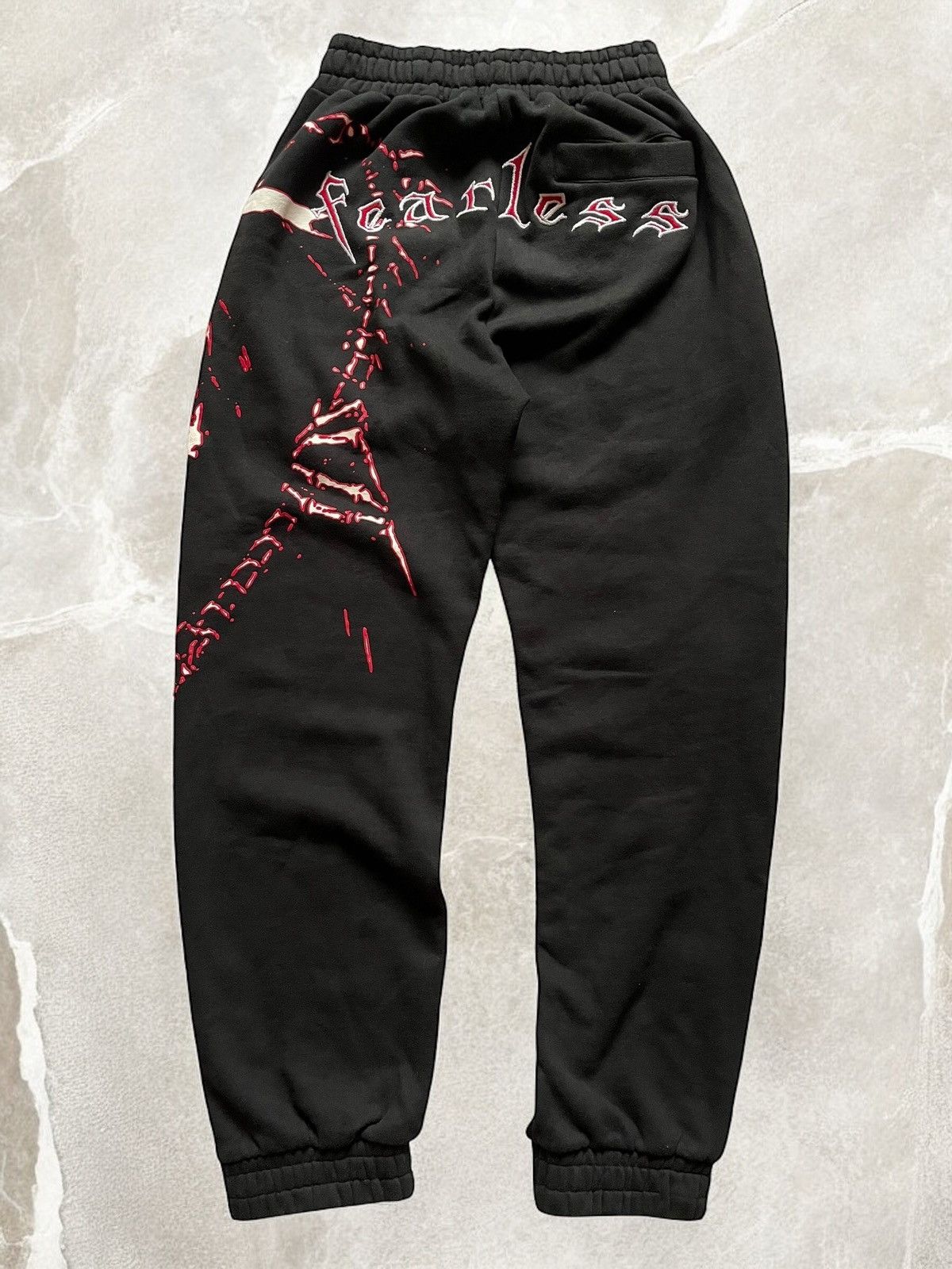 Designer × Vintage FEARLESS SKULL HEAVY COTTON SWEATPANTS Skeleton pants skull Size US 34 / EU 50 - 5 Thumbnail