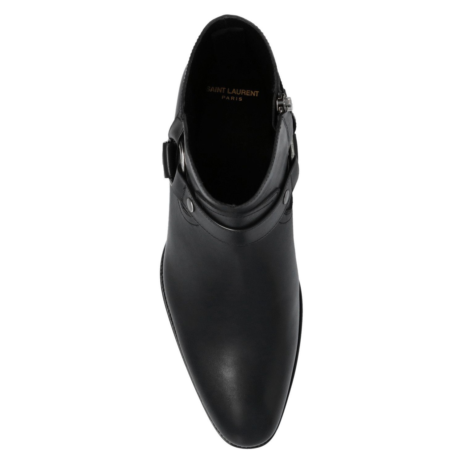 SAINT LAURENT Wyatt Black Leather Ankle Boots New & Authenti