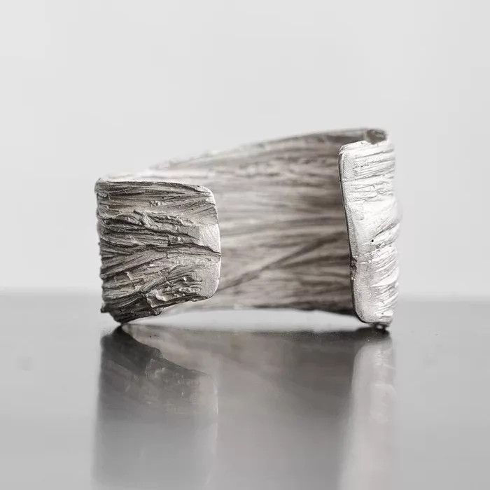 DETAJ Detaj Distressed Hair Texture 925 2-Tone Silver Bracelet Size ONE SIZE - 6 Thumbnail