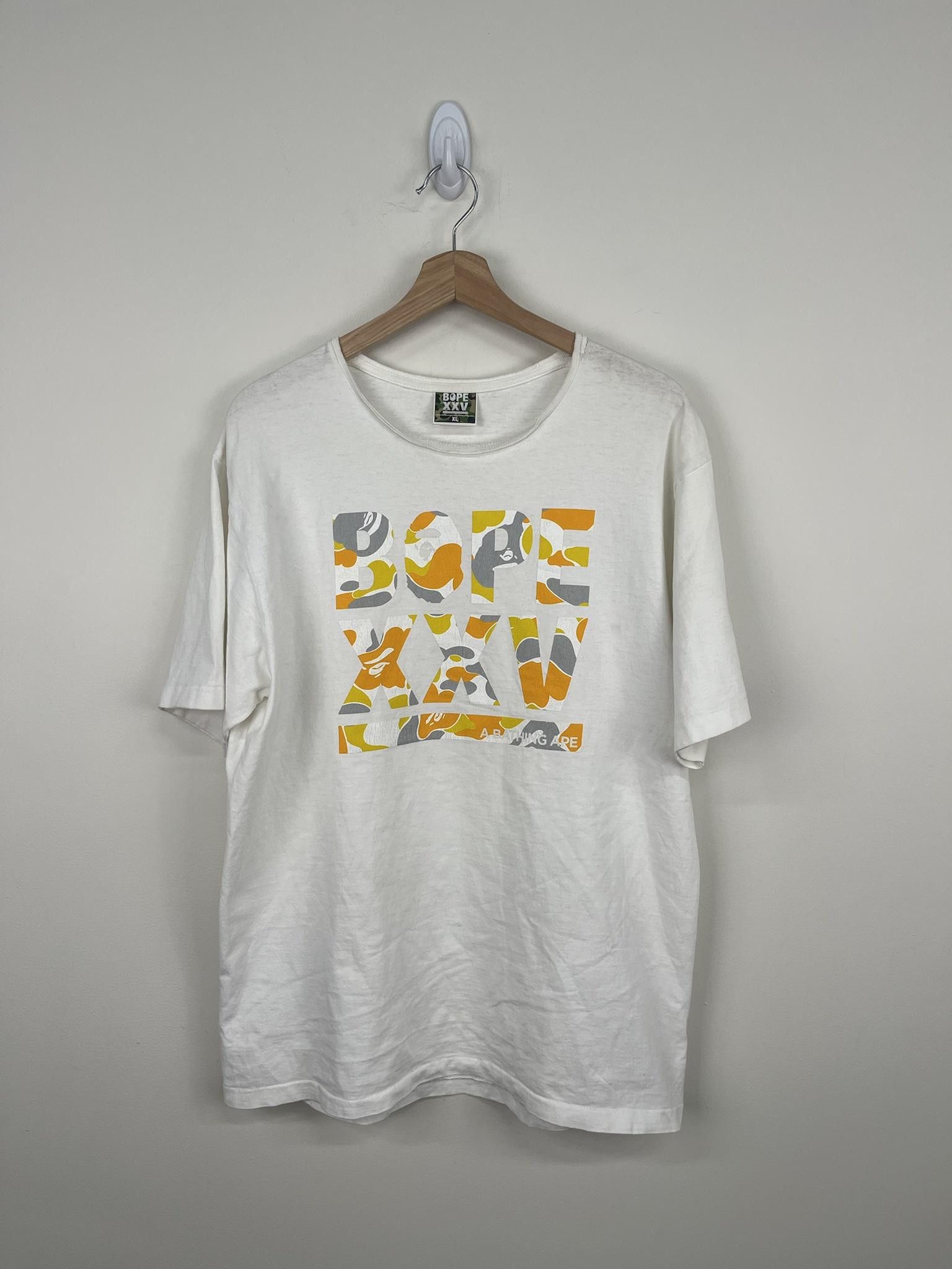 image of Bape Xxv Orange Abc Logo With Chopped Neck in White, Men's (Size XL)